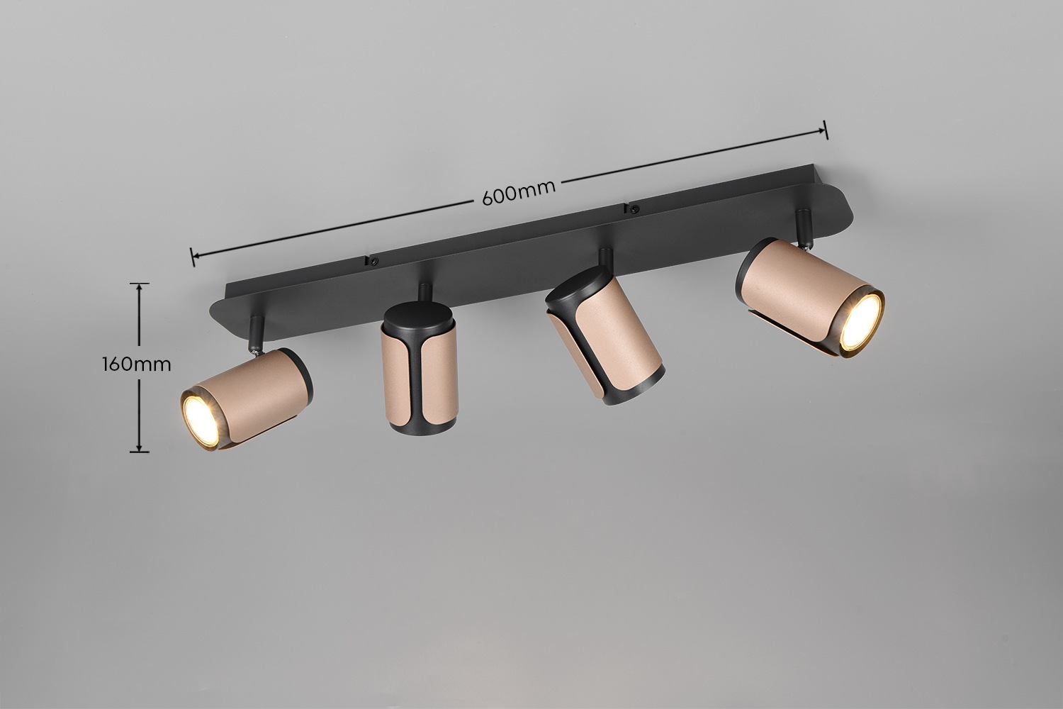 TRIO Leuchten Deckenstrahler »GILLAN, Spot 4-flammig, exkl 4x GU10 max 10W, 60x16x12 cm (B/H/T)«, 4 flammig, Leuchtmittel GU10 | Leuchtmittel wechselbar, als Wandstrahler oder Deckenstrahler montierbar, Spots schwenkbar