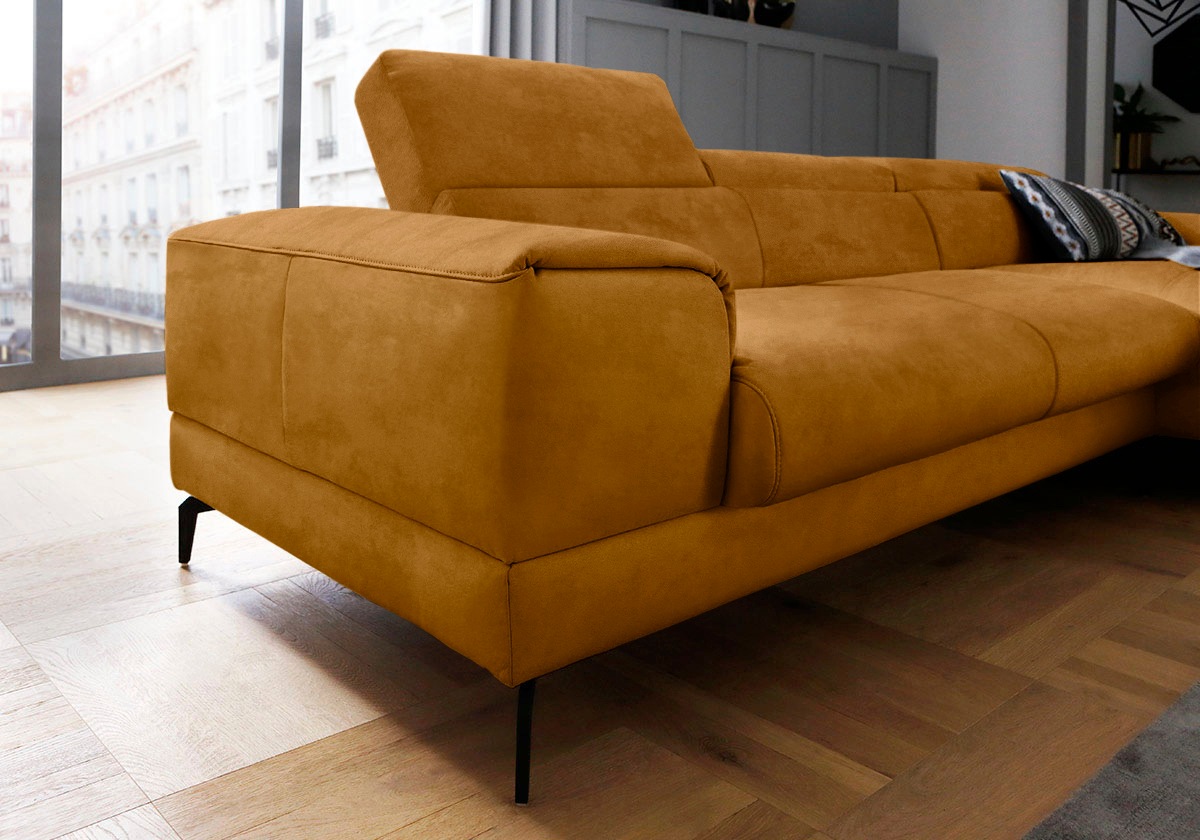 W.SCHILLIG Ecksofa »piedroo, Designsofa mit tollem Sitzkomfort, L-Form«, Kopfteilverstellung, wahlweise mit Sitztiefenverstellung, Breite 303cm