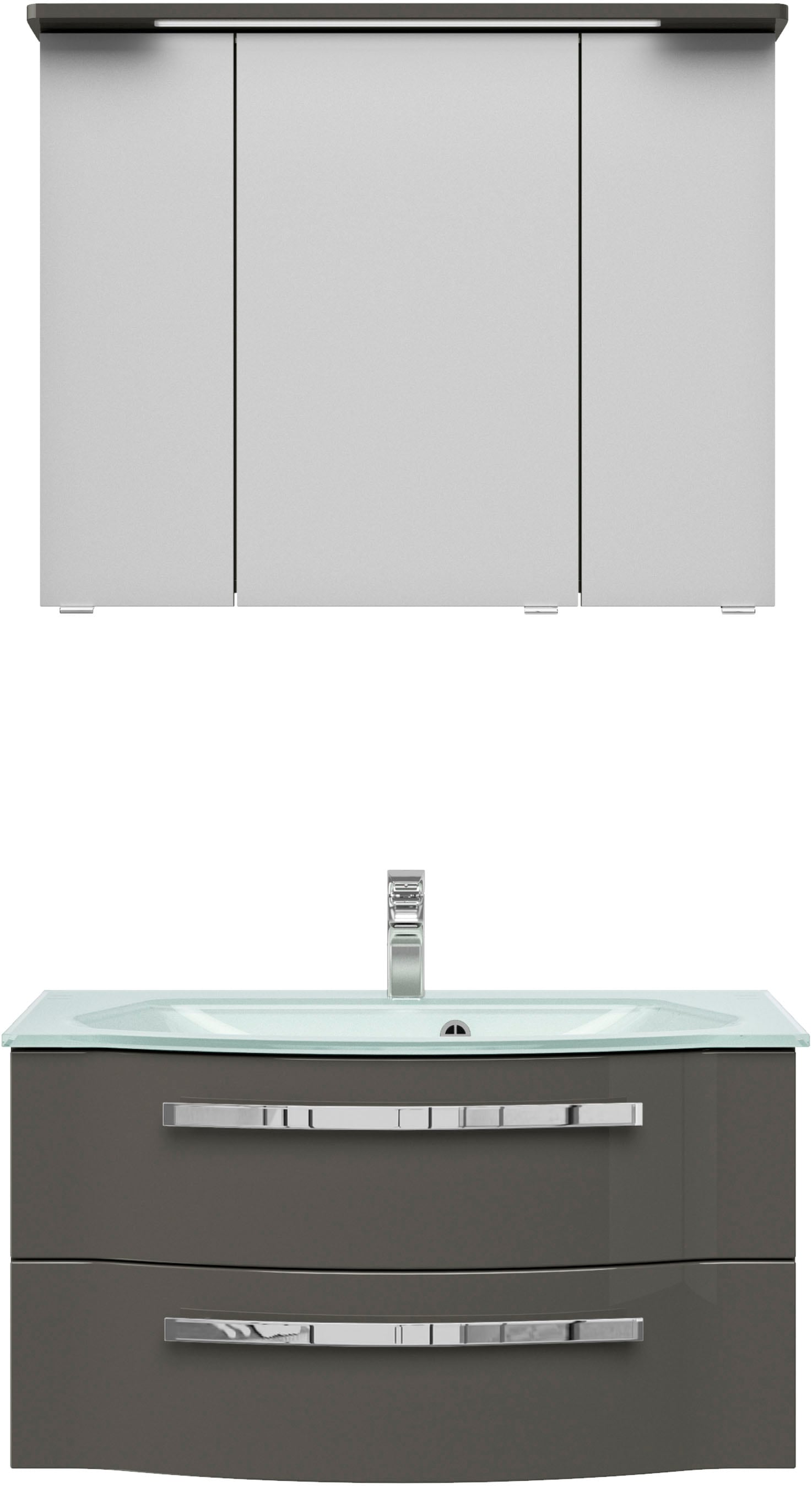 Saphir Badmöbel-Set »Serie 4005, vormontiert, Glaswaschbecken, Spiegelschra günstig online kaufen