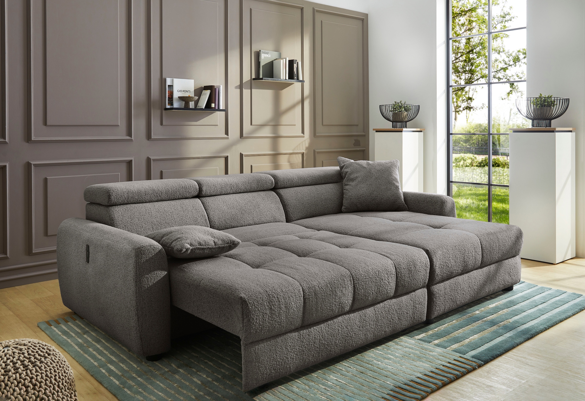 Jockenhöfer Gruppe Ecksofa »Move L-Form, B: 270 cm, mit 60 cm elektr. Sitztiefenverstellung« 140kg Belastbarkeit je Sitz, Kopfteilverstellung & USB-Anschluss