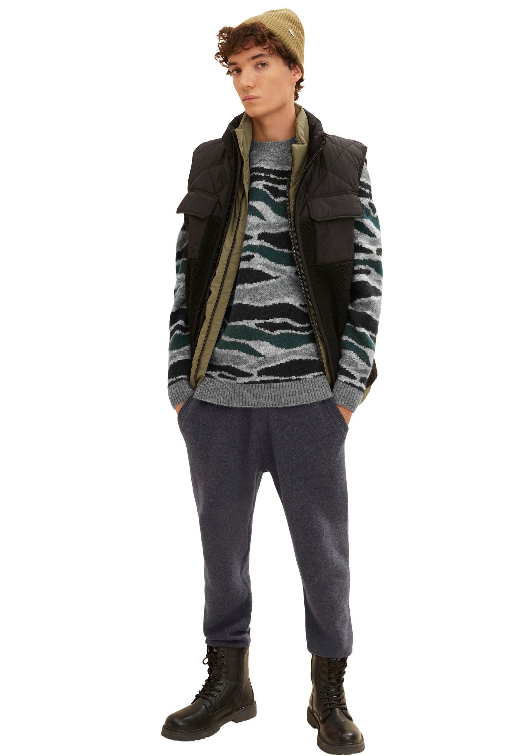 TOM TAILOR Denim Strickpullover, mit grafischem Muster