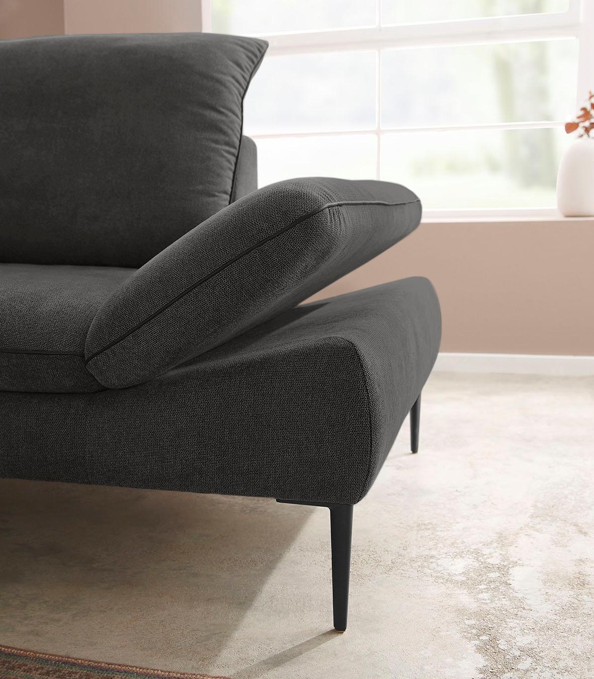 W.SCHILLIG Ecksofa »enjoy&MORE, Designsofa, elegant und bequem, L-Form«, Sitztiefenverstellung, Füße schwarz pulverbeschichtet, Breite 294 cm