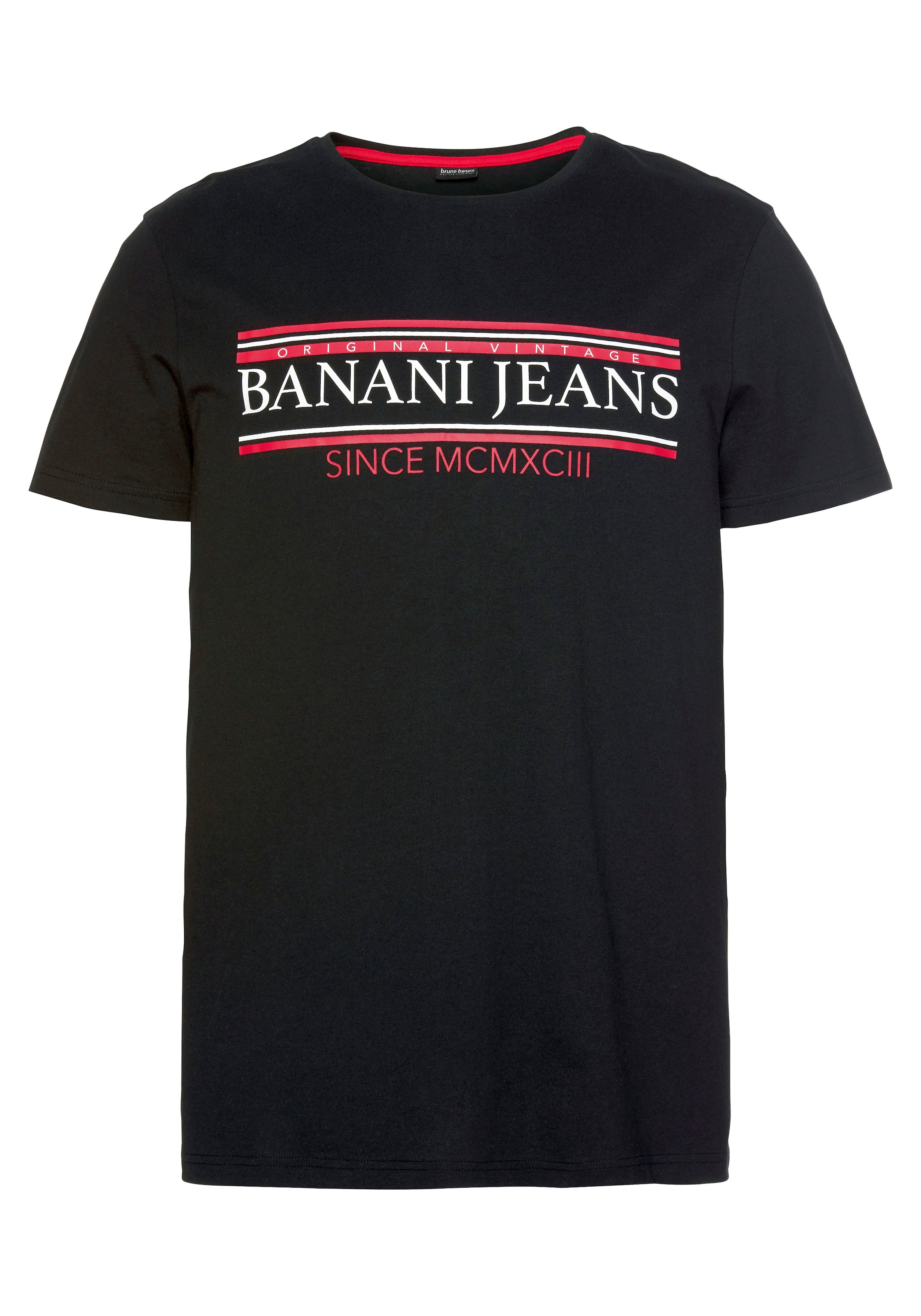 Bruno Banani T-Shirt, kurzärmelig, schmal geschnitten, bedruckt, Rundhalsausschnitt