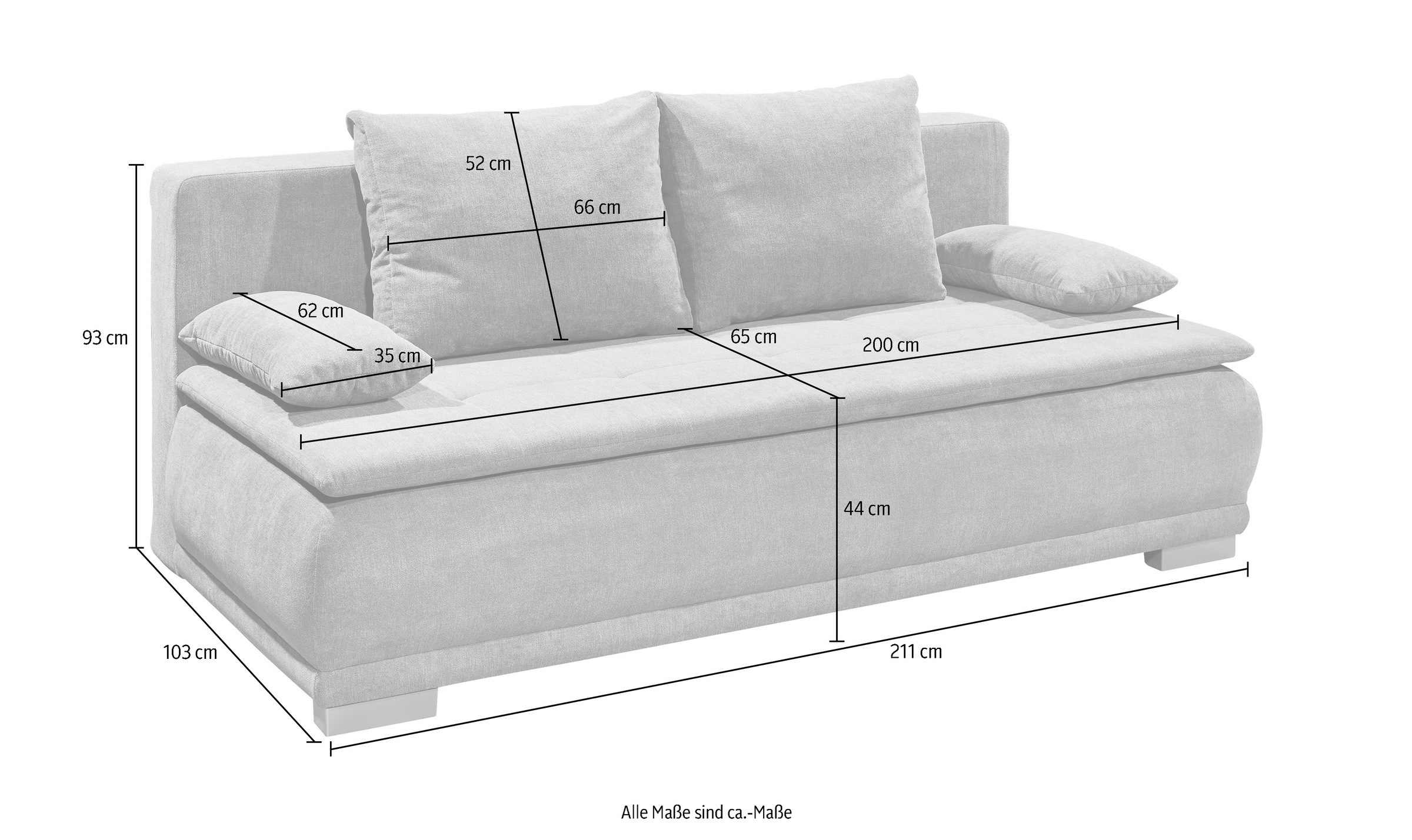 ED EXCITING DESIGN Schlafsofa »Luigi«, mit Bettkasten & 2 Armlehnenkissen