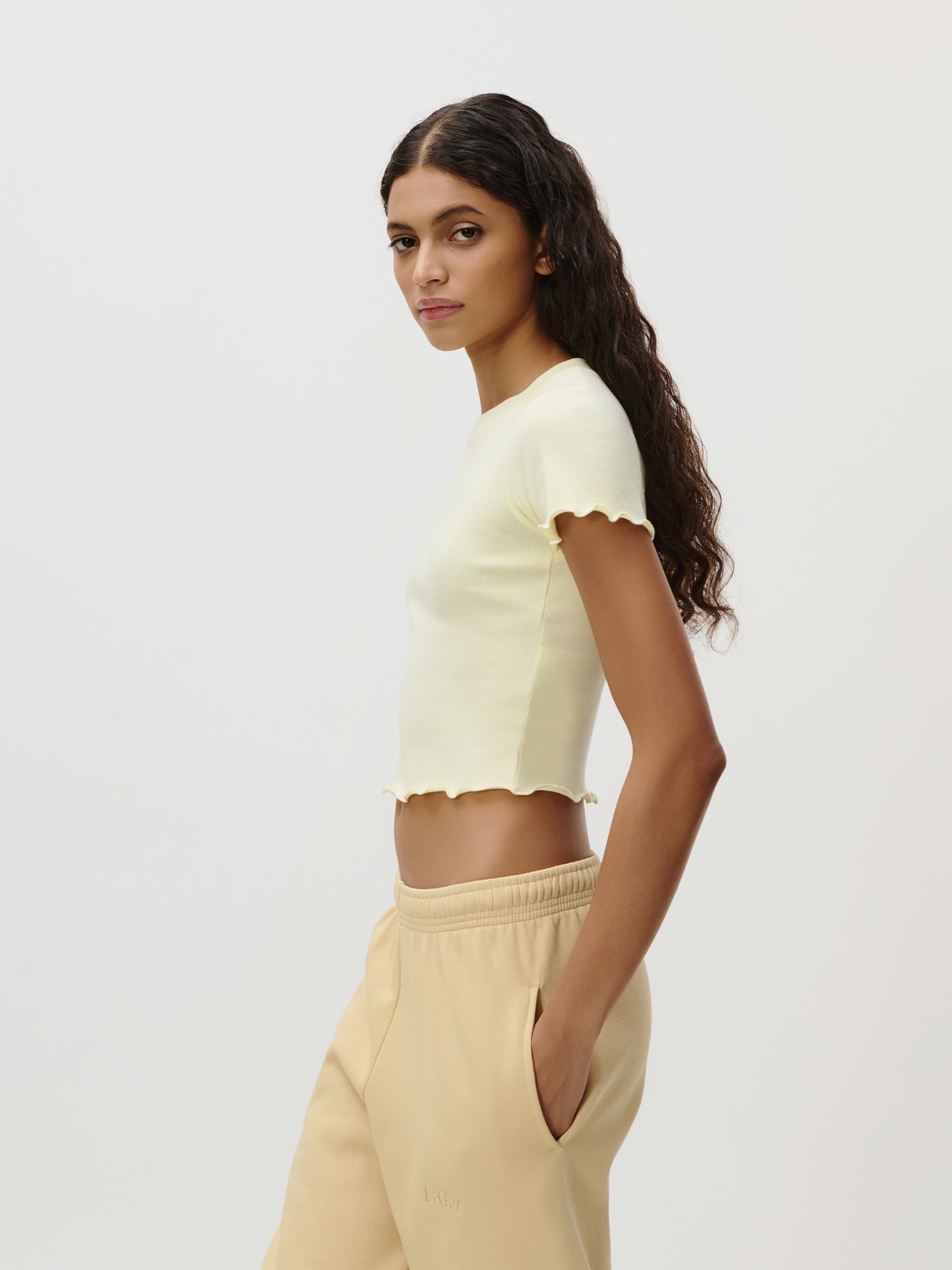 LeGer T-Shirt »Teresa, LeGer by Lena Gercke« mit Rippstruktur, kurze Form, slim fit