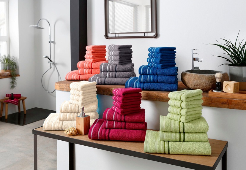 done.® Handtuch Uni Ziernaht Badetücher Set, und 2x tlg., 2 »Deluxe Farben, bestellen Prime«, 4 & mit bequem Set Handtücher, schnell Zwirnfrottee, einfassender
