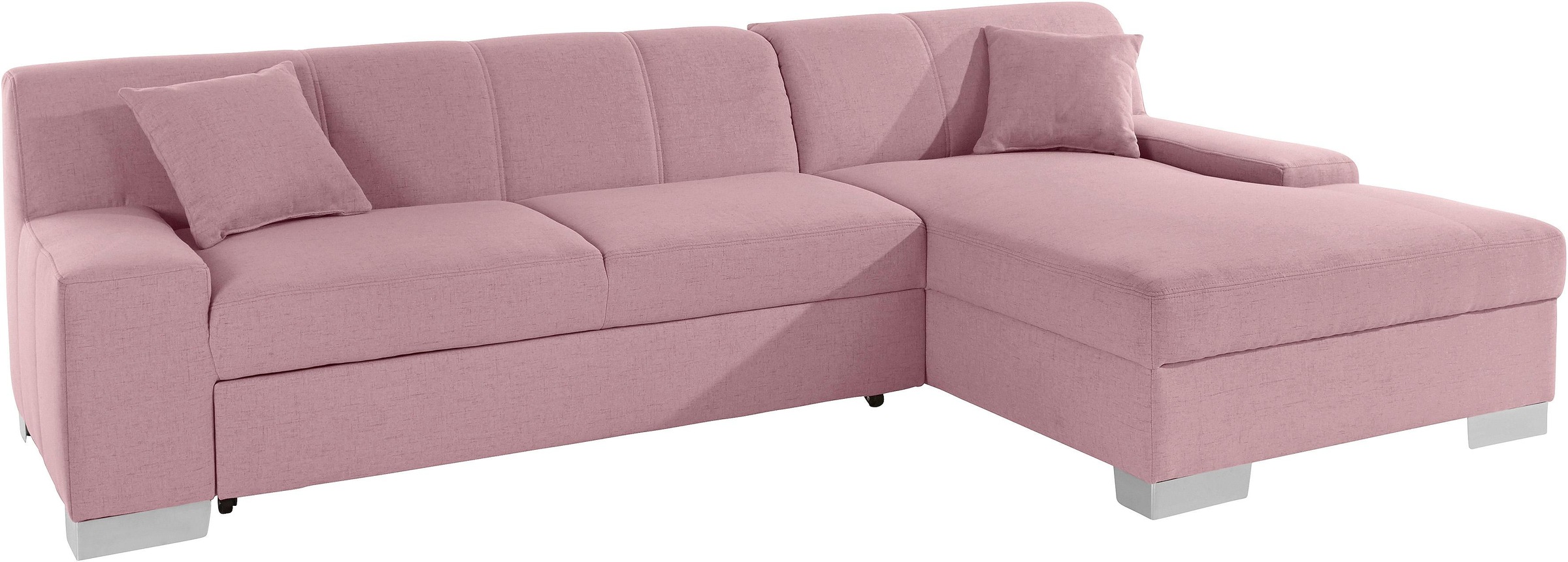 DOMO collection Ecksofa »Bero, elegant und zeitlos, flache Armlehnen, L-Form«, fester Sitzkomfort, wahlweise mit Bettfunktion