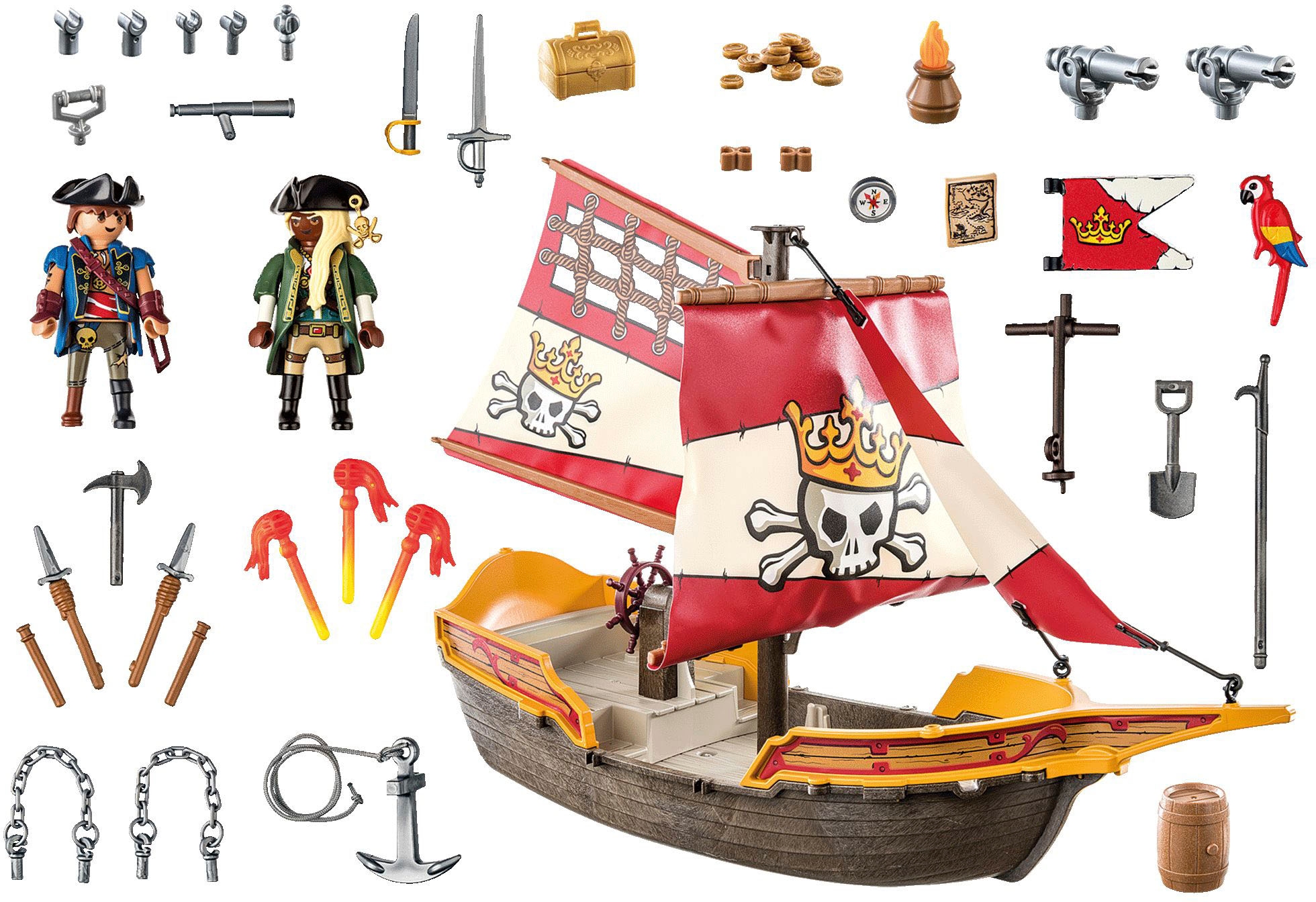 Playmobil® Konstruktions-Spielset »Piratenschiff (71418), Pirates«, (101 St.), Made in Europe