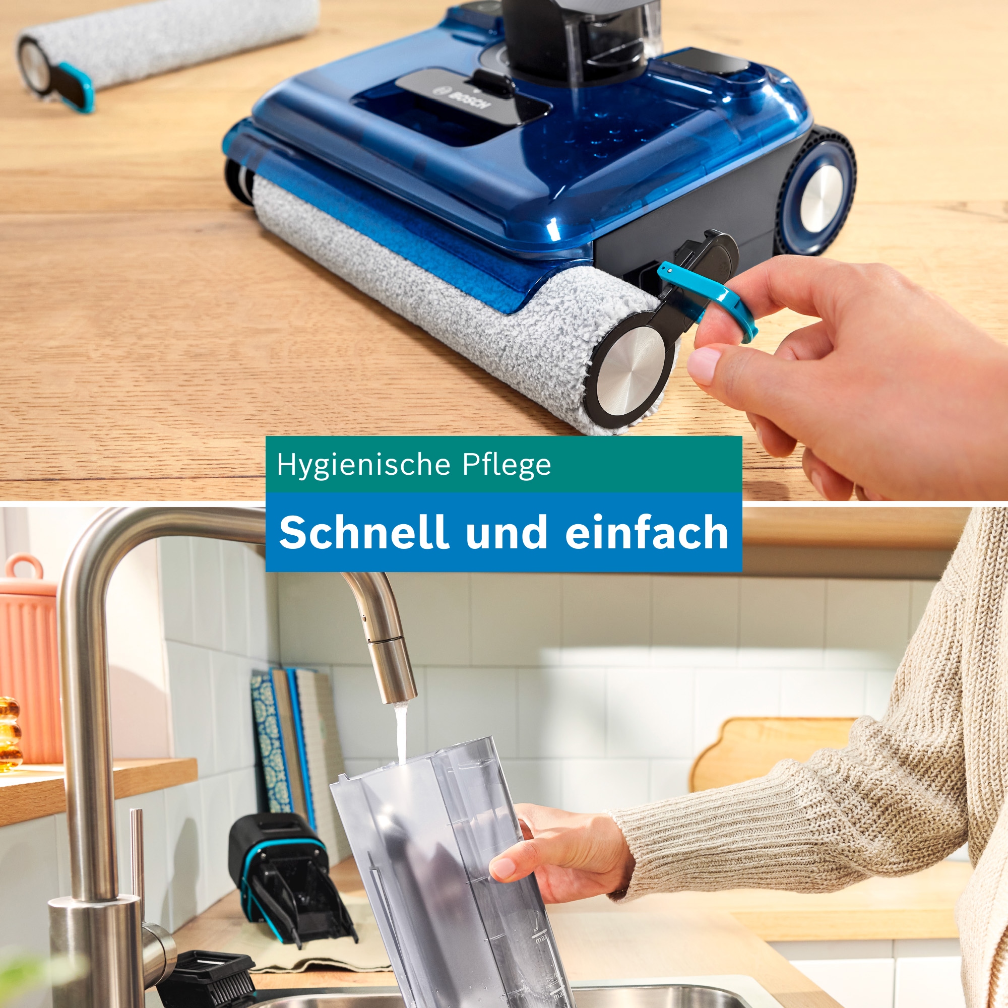 BOSCH Nass-Trocken-Sauger »OneFlow Serie 4 BHF41WM, Selbstreinigung, 24.000 PA Saugkraft« Anti-Haarverwicklung, LED-Licht, Schnelltrocknung, 40 min Akku / 150m²