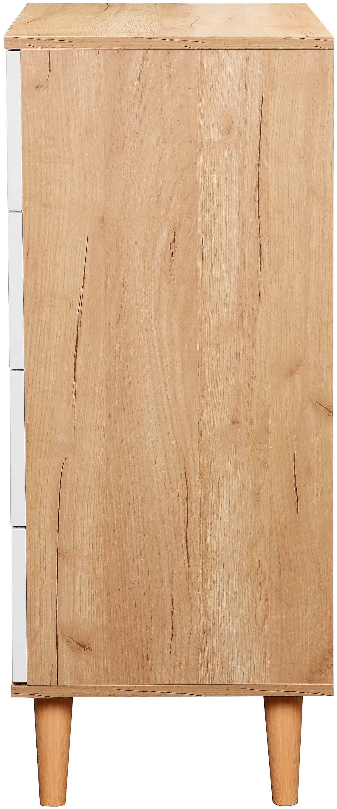 andas Schubkastenkommode »Lund Schlafzimmerschrank Wäscheschrank mit hochglänzenden Fronten«, (Kommode mit 4 Schubladen für viel Stauraum), Schlafzimmerkommode Bestseller im skandinavischem Design