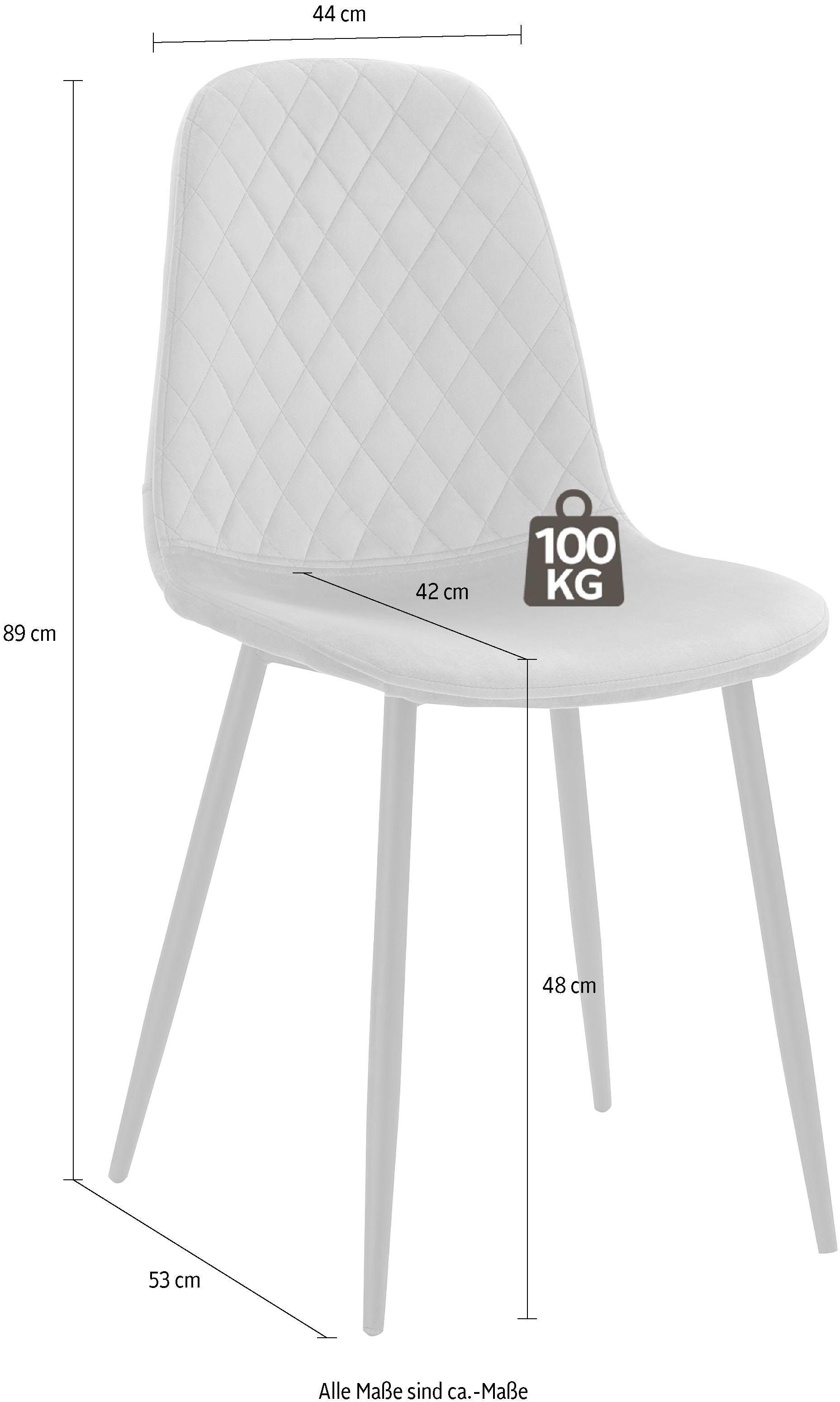 HELA Schalenstuhl »MIRA, Esszimmerstuhl, Stuhl, 4-Fuß Stuhl, BESTSELLER!«, (Set), 2 St., Samtvelours, 1, 2 oder 4 Stück, Schalenstuhl mit Steppung, Küchenstuhl