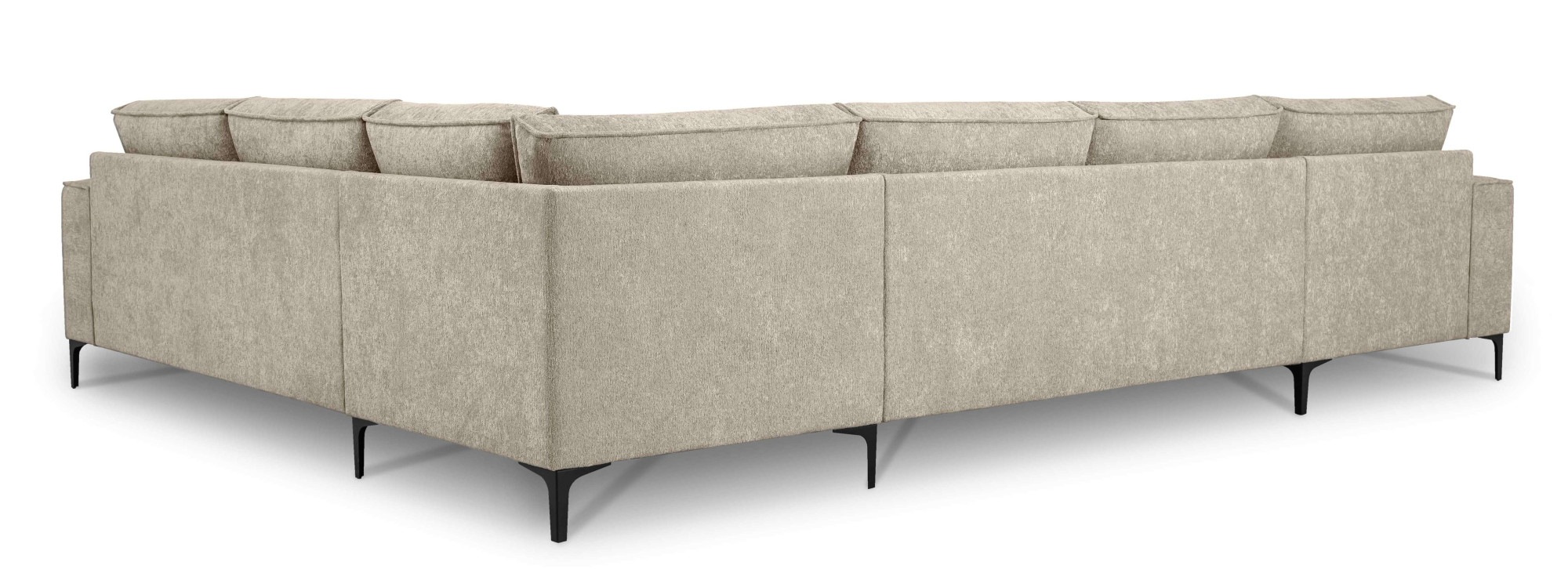 Places of Style Wohnlandschaft »XXL Sofa Oland, Struktur, Flachgewebe, Luxus-Microfaser, Boucle«, U-Form, 342 cm, Wellenunterfederung, Skandi-Design, Metallfüße