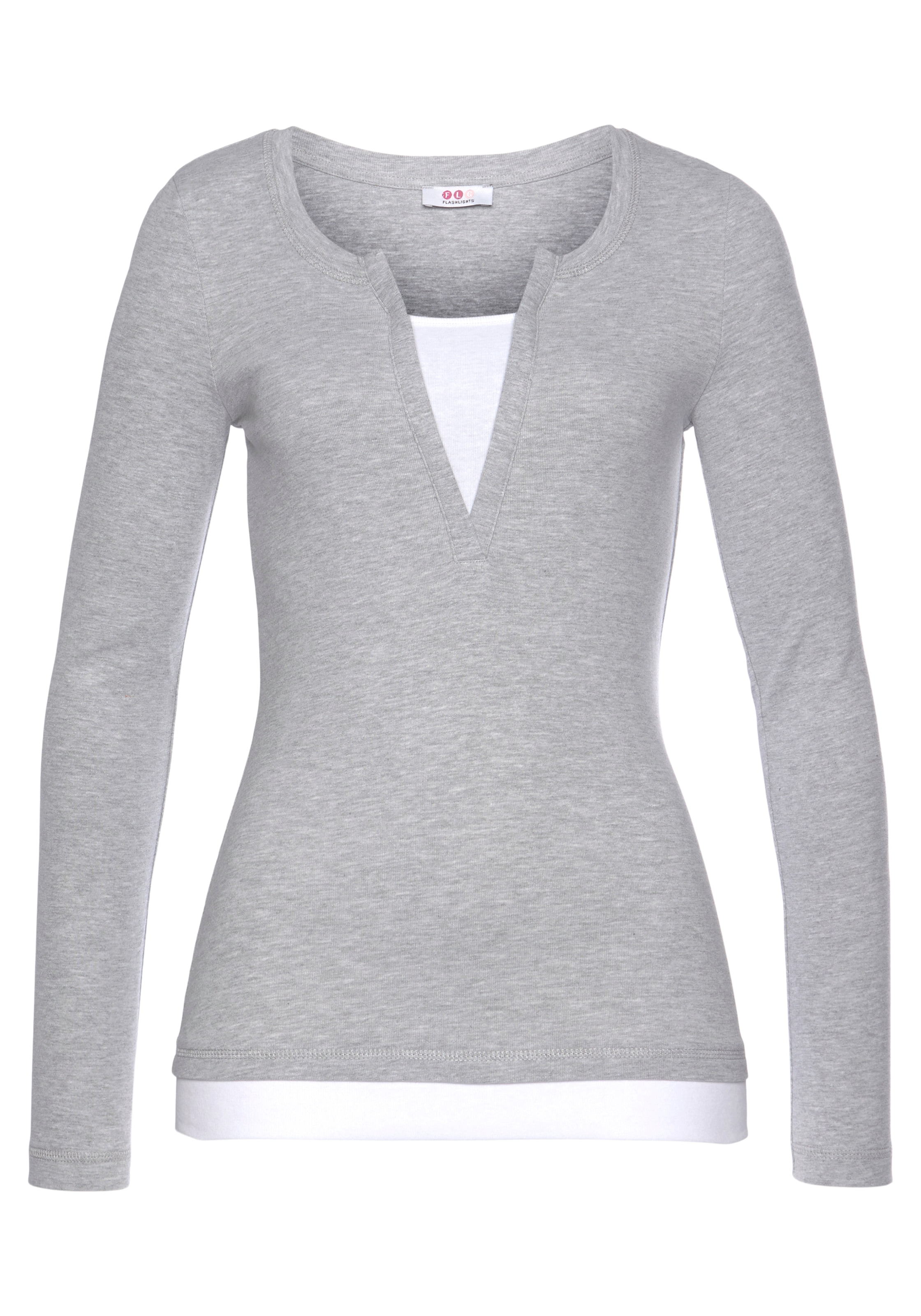 Flashlights 2-in-1-Langarmshirt figurbetonte Passform,  Rundhalsausschnitt,  elastisches Material
