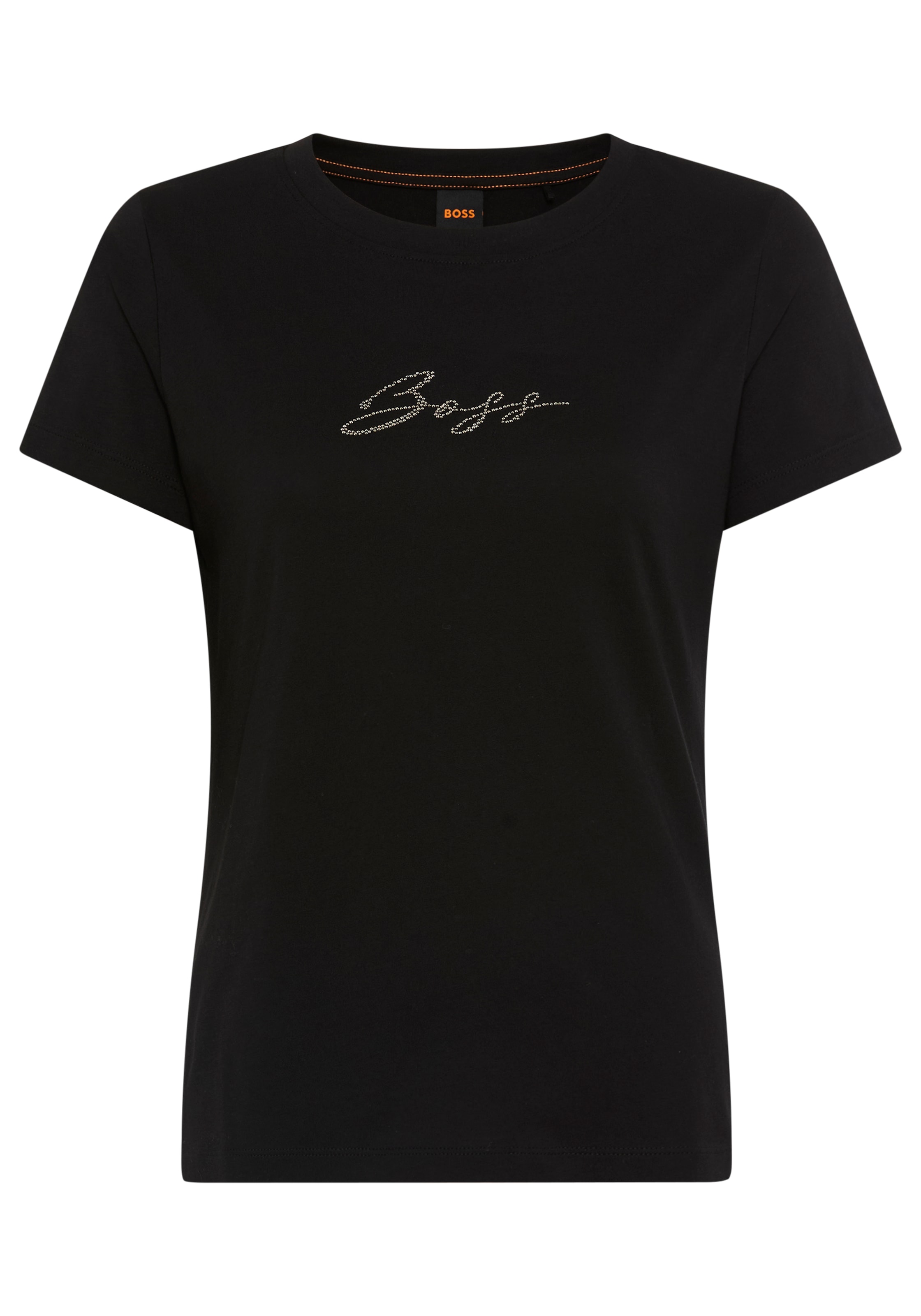 BOSS ORANGE T-Shirt »Esogo_MA_crystal Premium Damenmode« mit glitzer Logoschriftzug