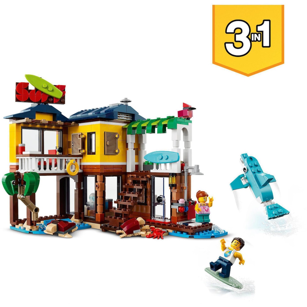 LEGO® Konstruktionsspielsteine »Surfer-Strandhaus (31118), LEGO® Creator 3in1«, (564 St.)