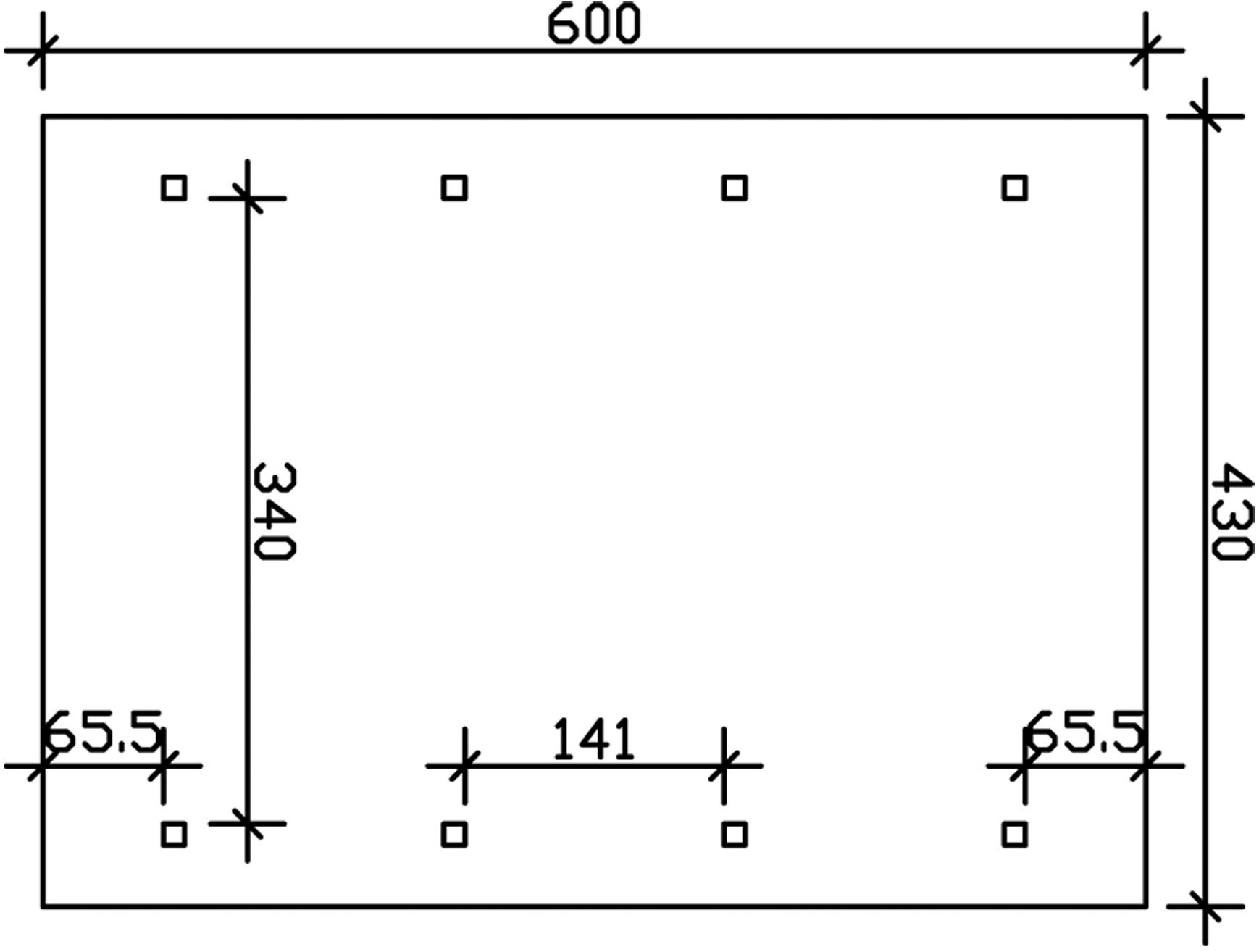 Skanholz Einzelcarport »Wallgau«, Nadelholz, 340 cm, Grün, 430x600cm, mit Dachlattung