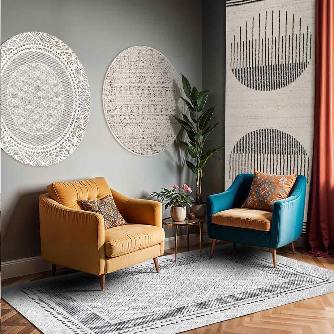 Livabliss Teppich »MONACO«, rund, 14 mm Höhe, Skandinavischer Teppich, Kurzflor Boho-Wohnzimmerteppich