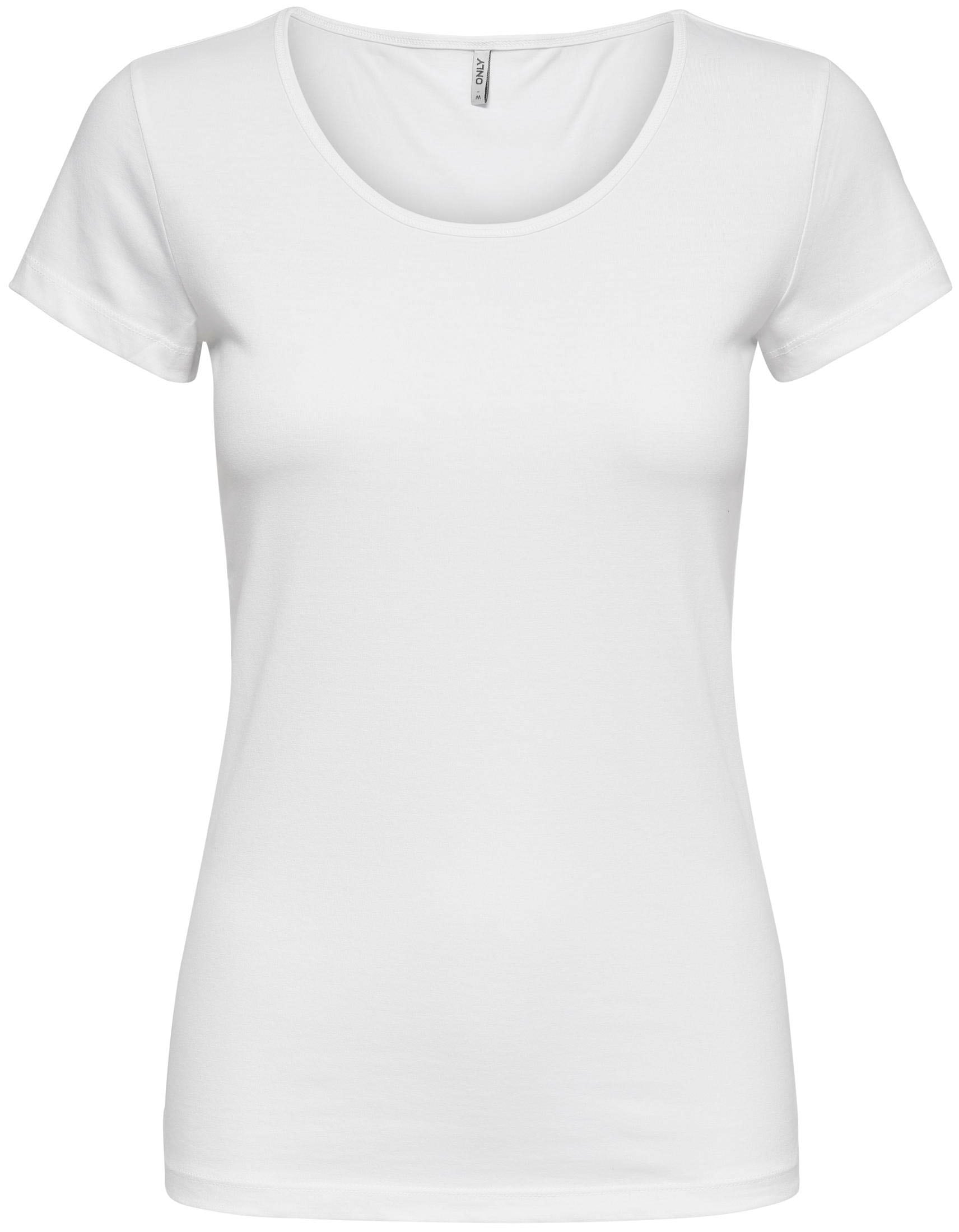 ONLY Rundhalsshirt »ONLLIVE – Rundhalsshirt mit figurbetonter Silhouette« sehr figurbetont, modisch, Baumwollmischung, Jersey, tiefer Rundhals
