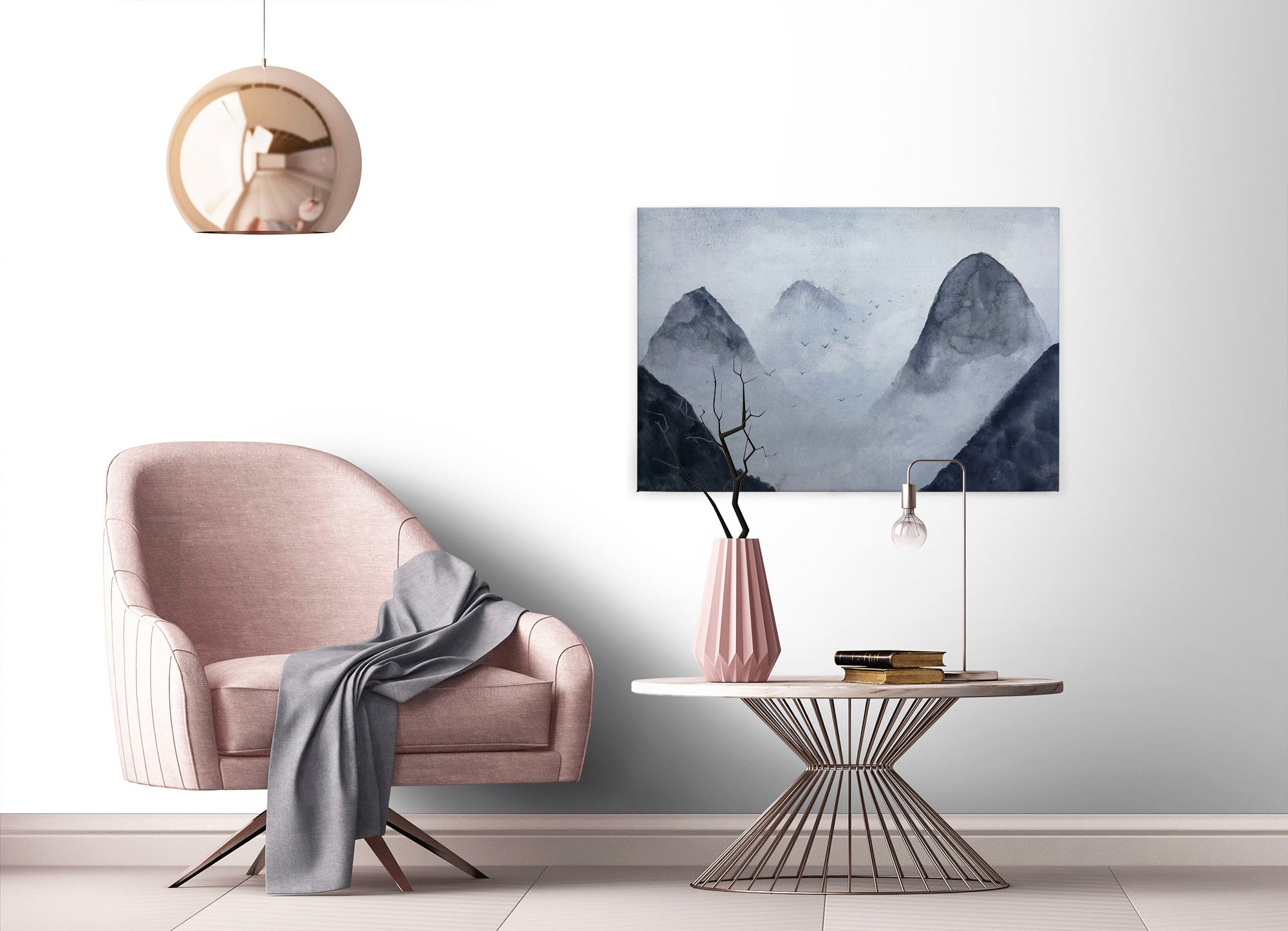 A.S. Création Leinwandbild »Misty Rocks«, Kunst-Berge-Kinder, (1 St.), Nebel Keilrahmen Berg Gebirge Landschaft Leinwand-Bild Wohnzimmer Wand