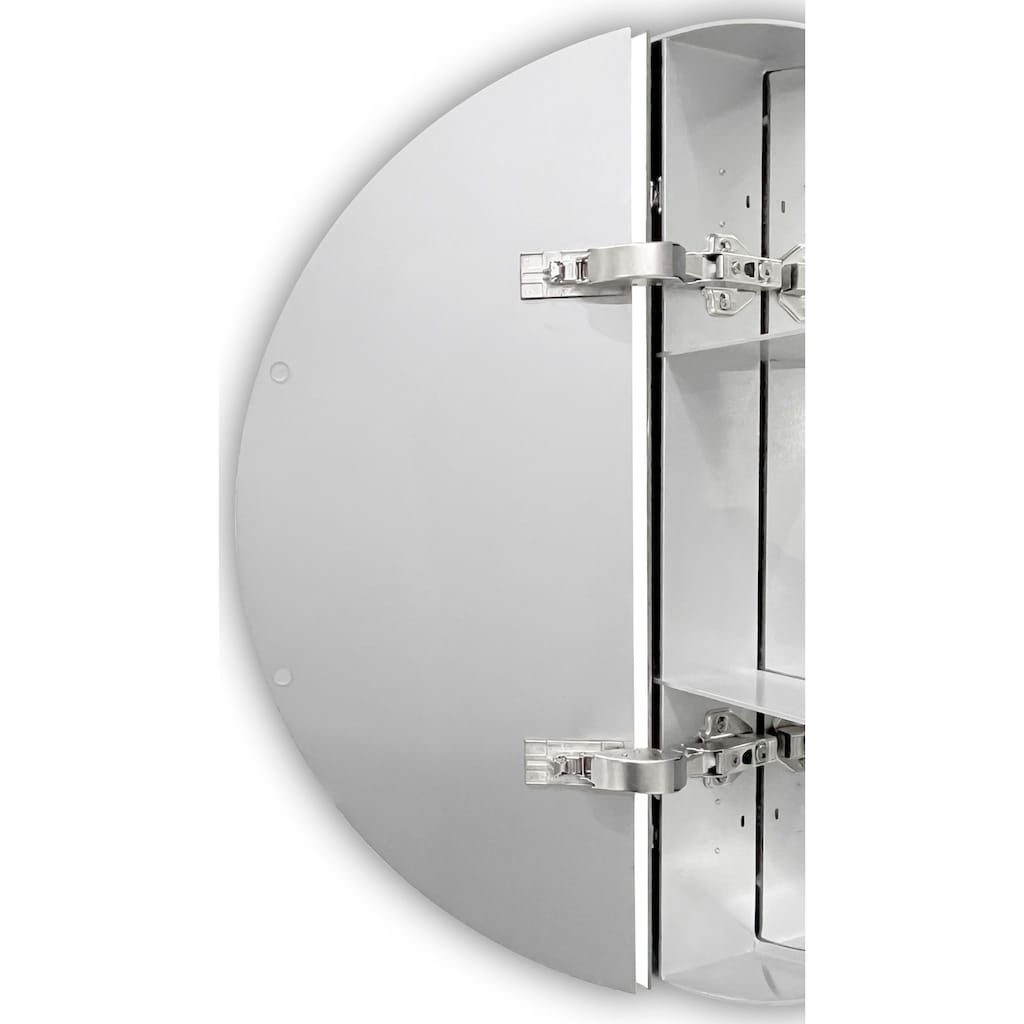 Talos Badezimmerspiegelschrank, Ø: 60 cm, LED-Beleuchtung, aus Aluminium und Echtglas, IP24
