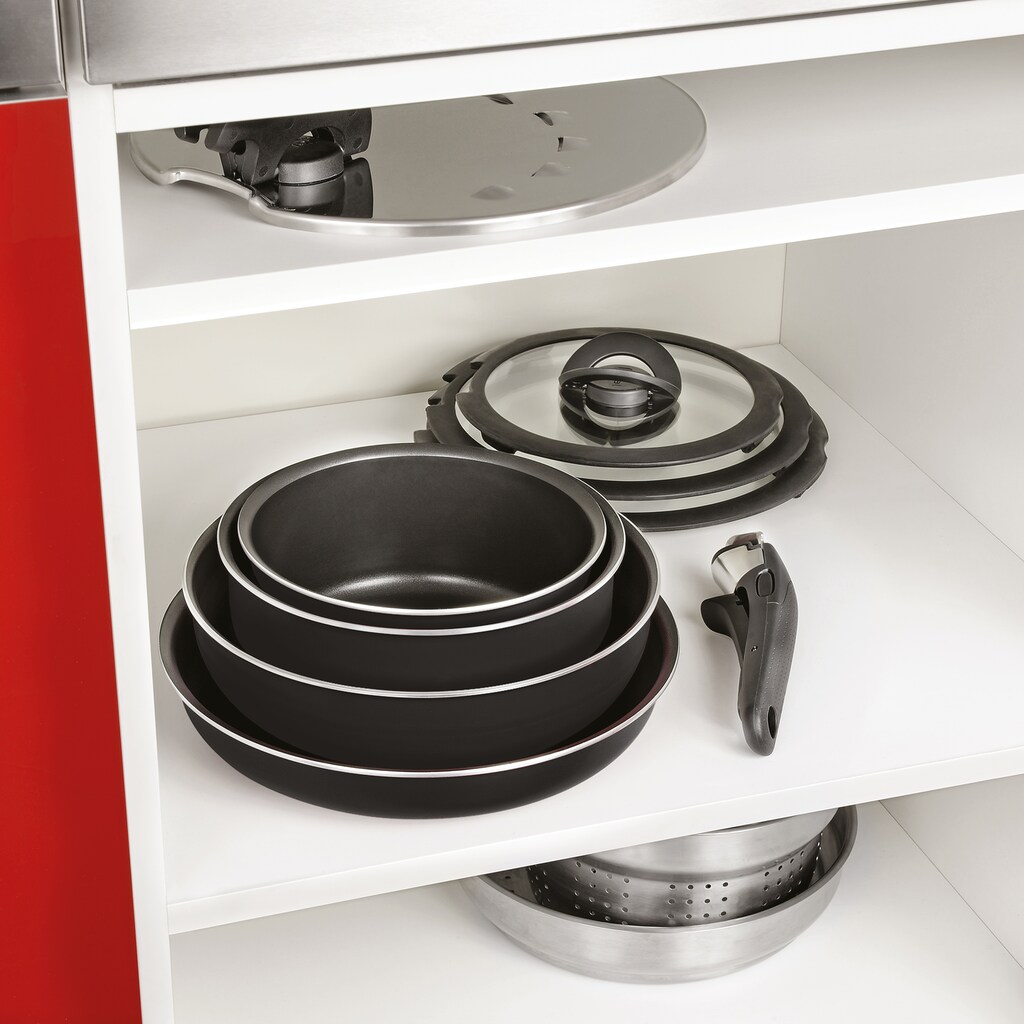 Tefal Topf-Set »Ingenio Essential«, Aluminium, (Set, 10 tlg.), Antihaft, Thermo-Spot, abnehmbarer Griff, alle Herde außer Induktion