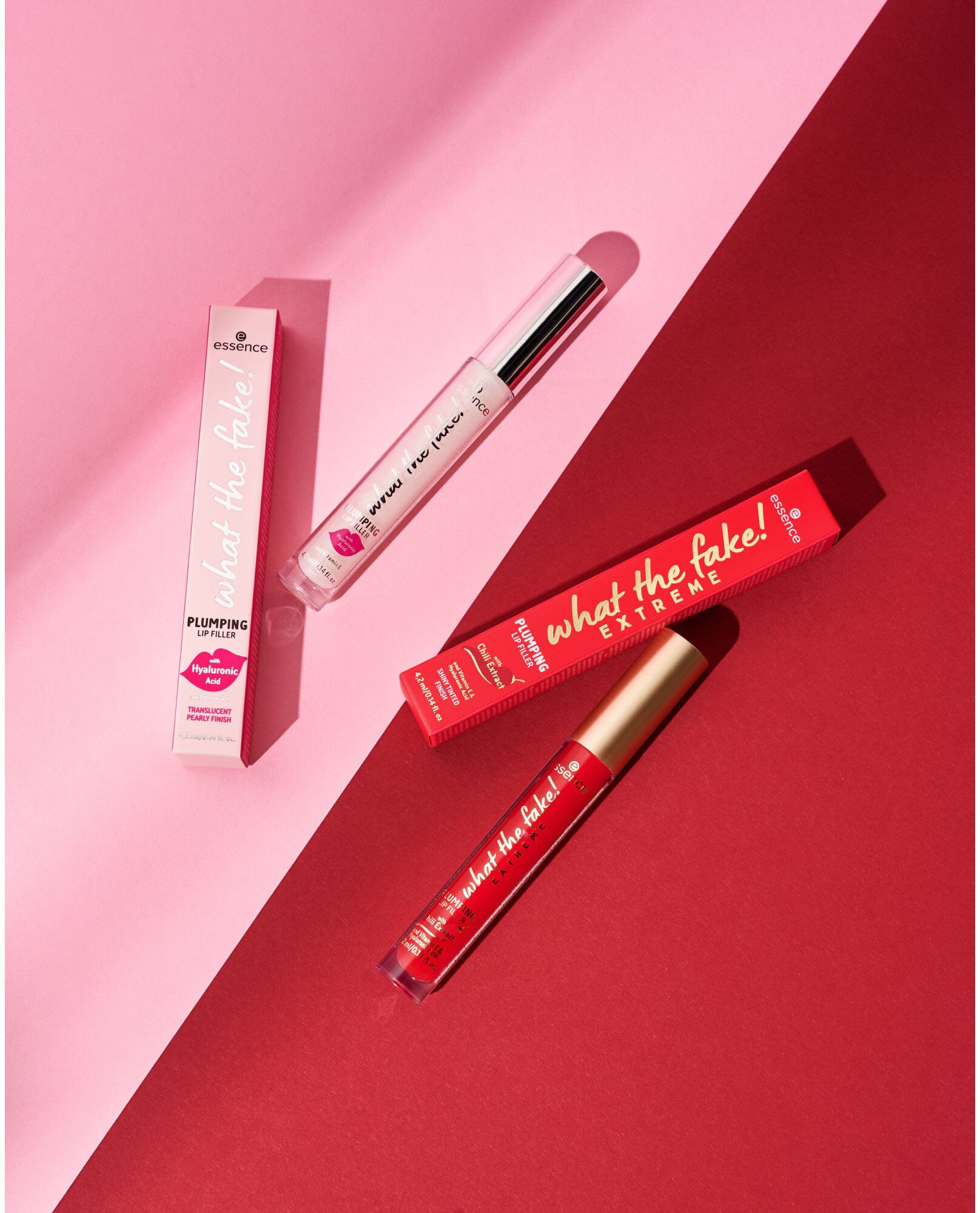 Essence Lip-Booster »what the fake! EXTREME PLUMPING LIP FILLER«, (Set, 3 tlg.), mit Hyaluronsäure und Vitamin E