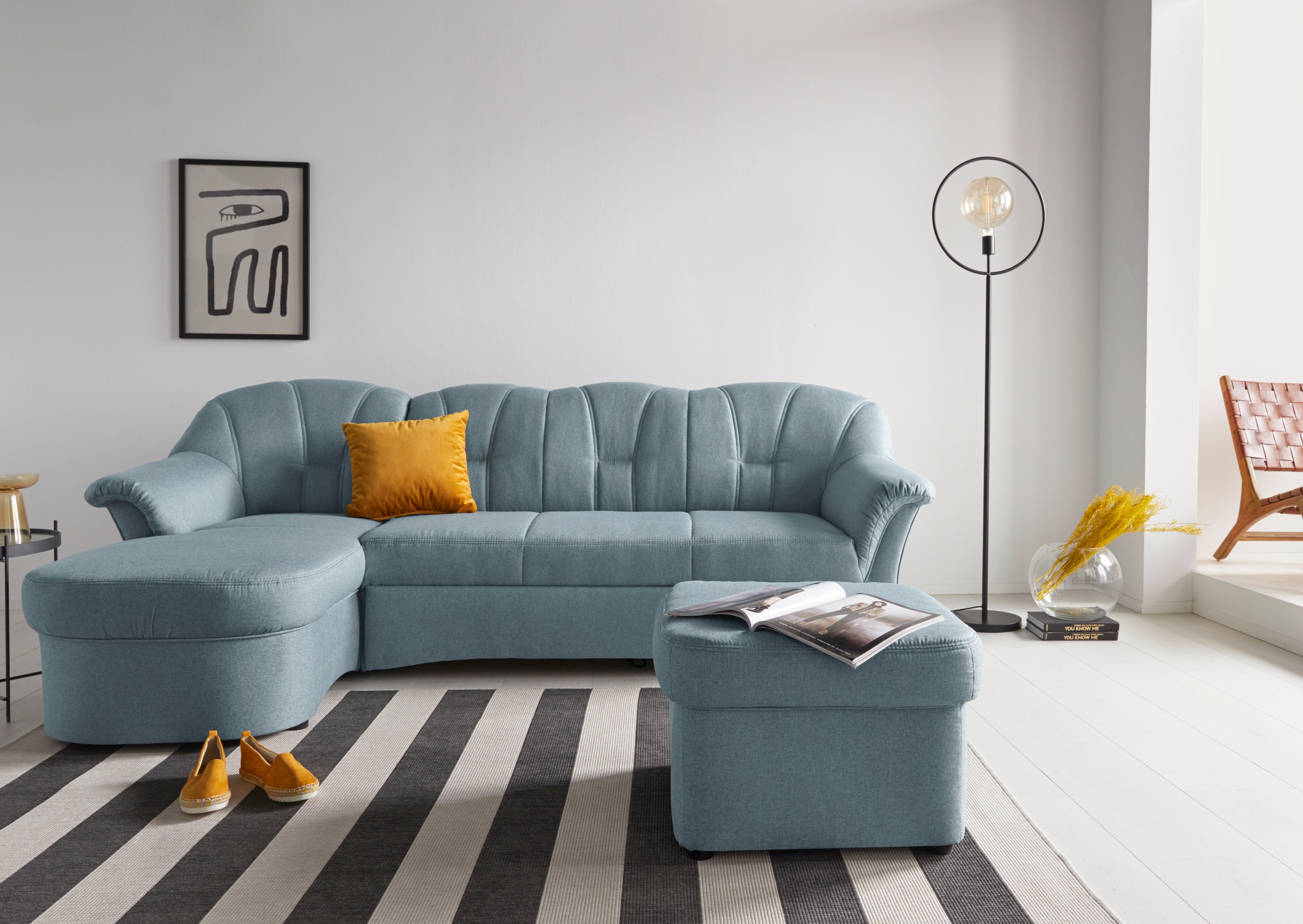 DOMO collection Ecksofa »Papenburg, zeitlose Rückensteppung, elegante Forme günstig online kaufen