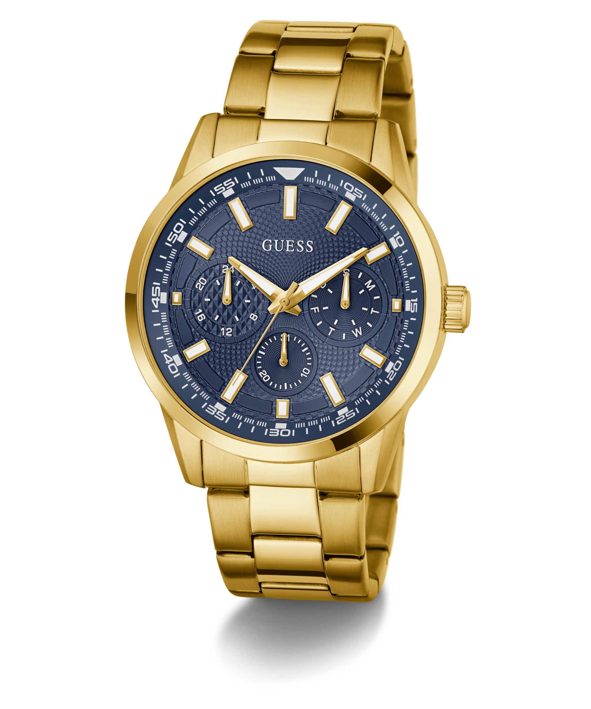 Guess Multifunktionsuhr »TREY«, Quarzuhr, Armbanduhr, Herrenuhr, Edelstahlarmband, Datum