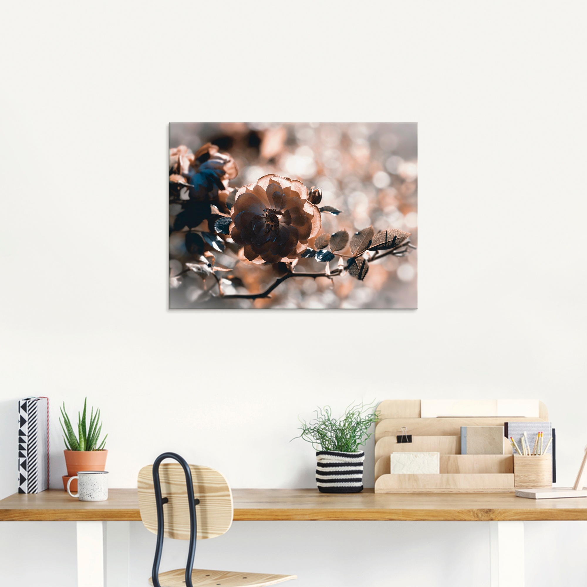 Artland Glasbild »Rose Zweig«, Blumen, (1 St.), in verschiedenen Größen