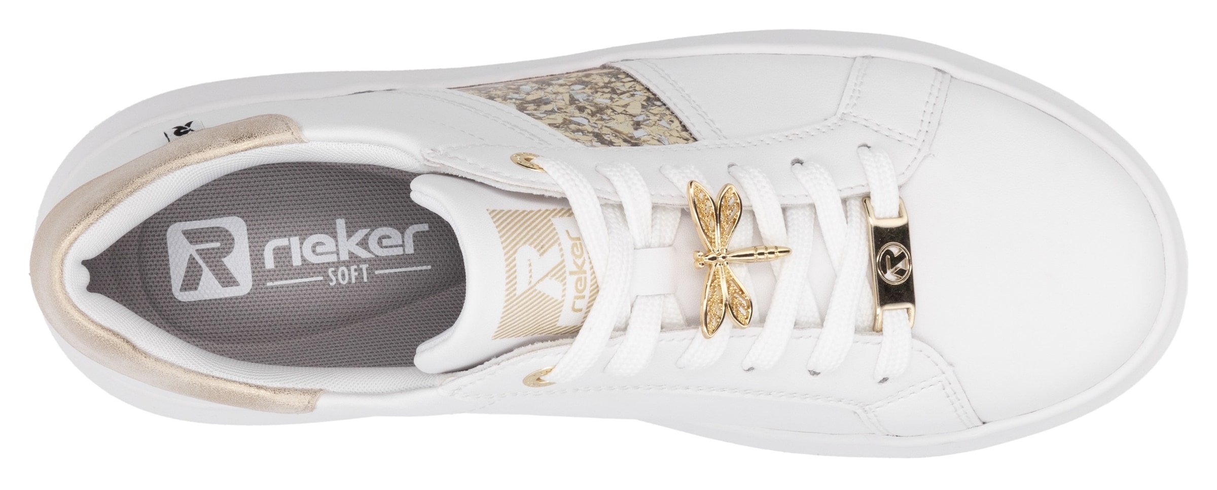 RIEKER Sport Plateausneaker  mit stylischen Metallic-Details, Freizeitschuh, Halbschuh, Schnürschuh