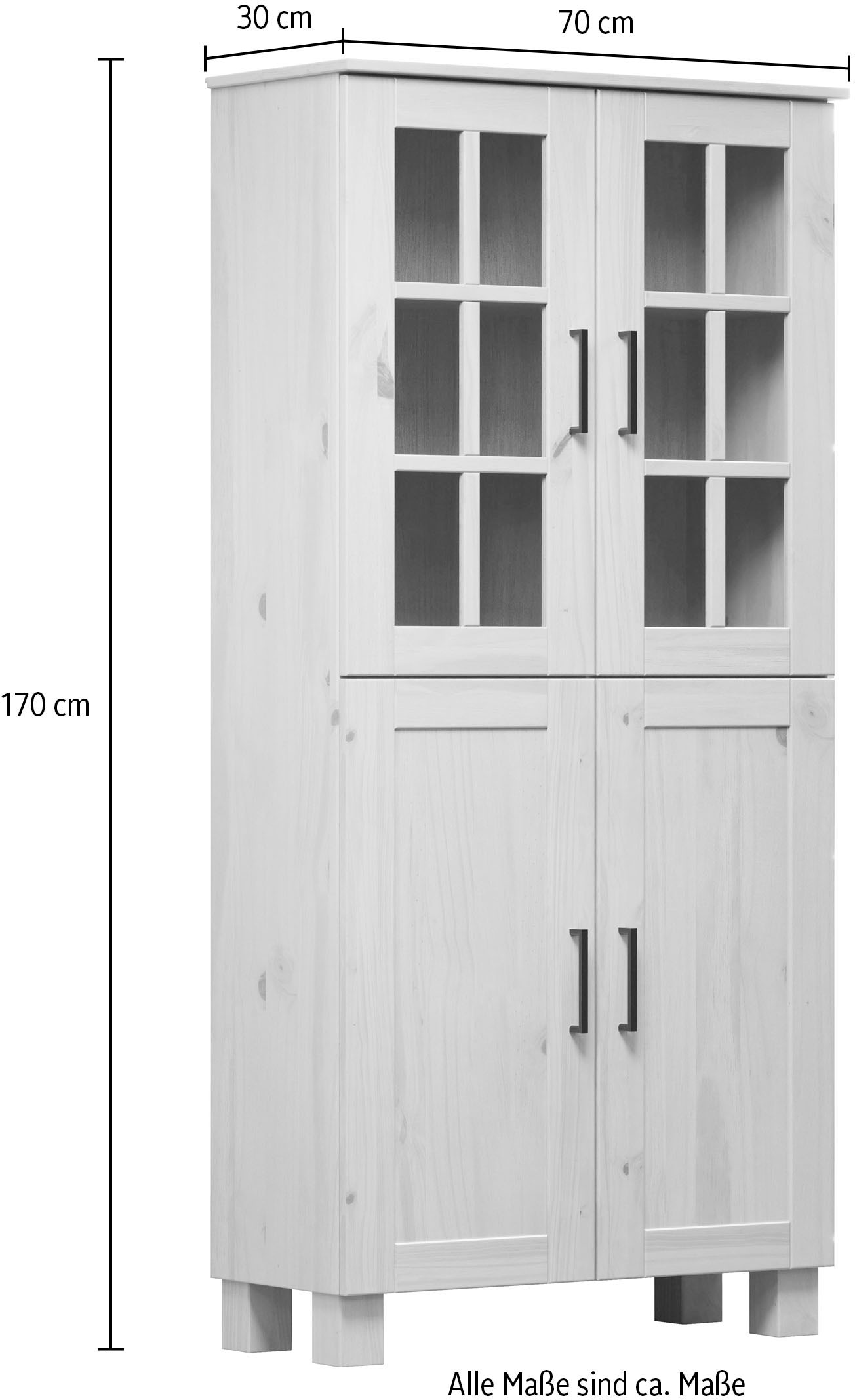 welltime Hochschrank »Ulea« 1 Stk. tlg. Breiter Badschrank aus Massivholz - Maße (B/T/H) 70/30/170 cm