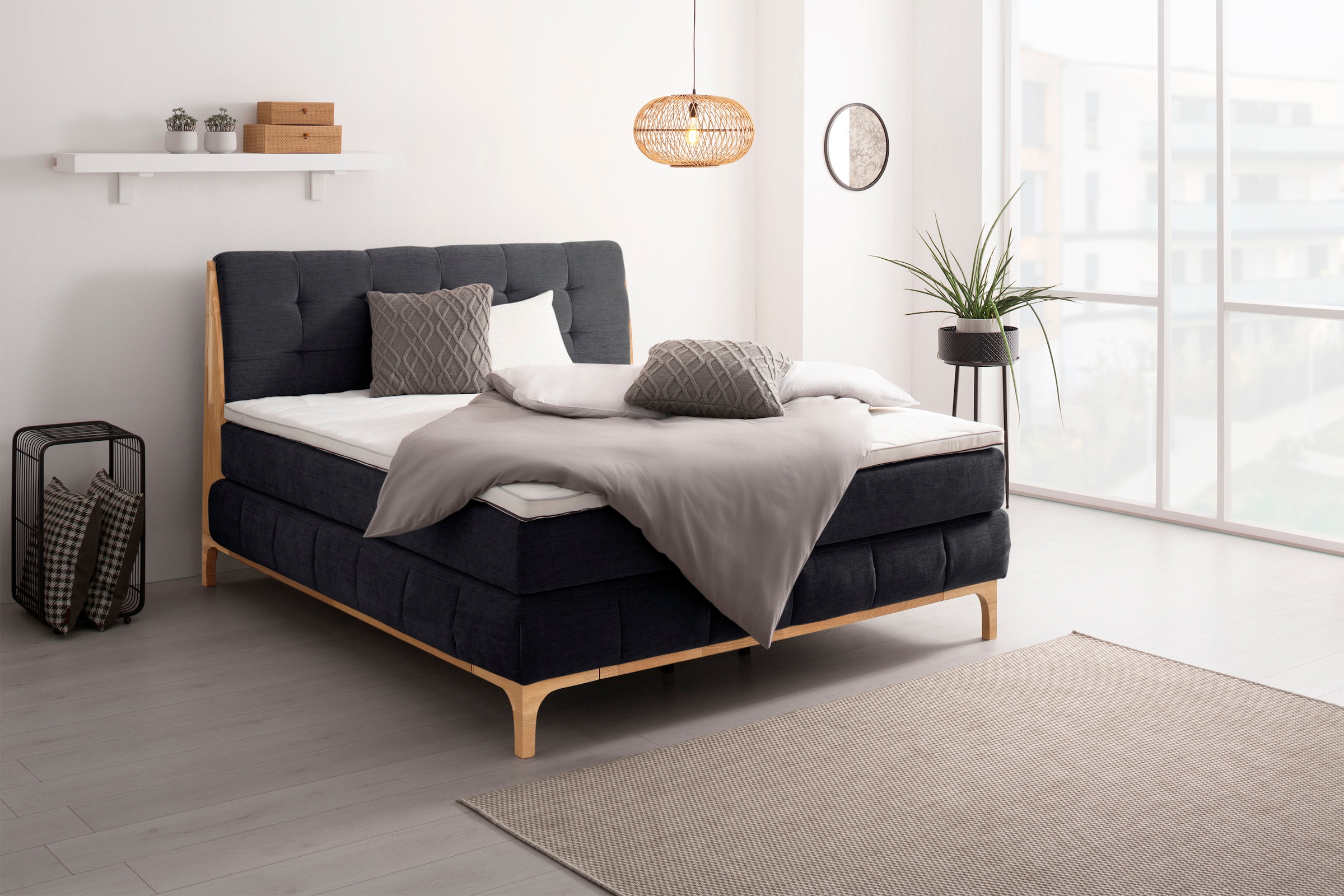 OTTO products Boxspringbett »Jelle«, (5 St.), zertifizierte, recycelte Bezu günstig online kaufen