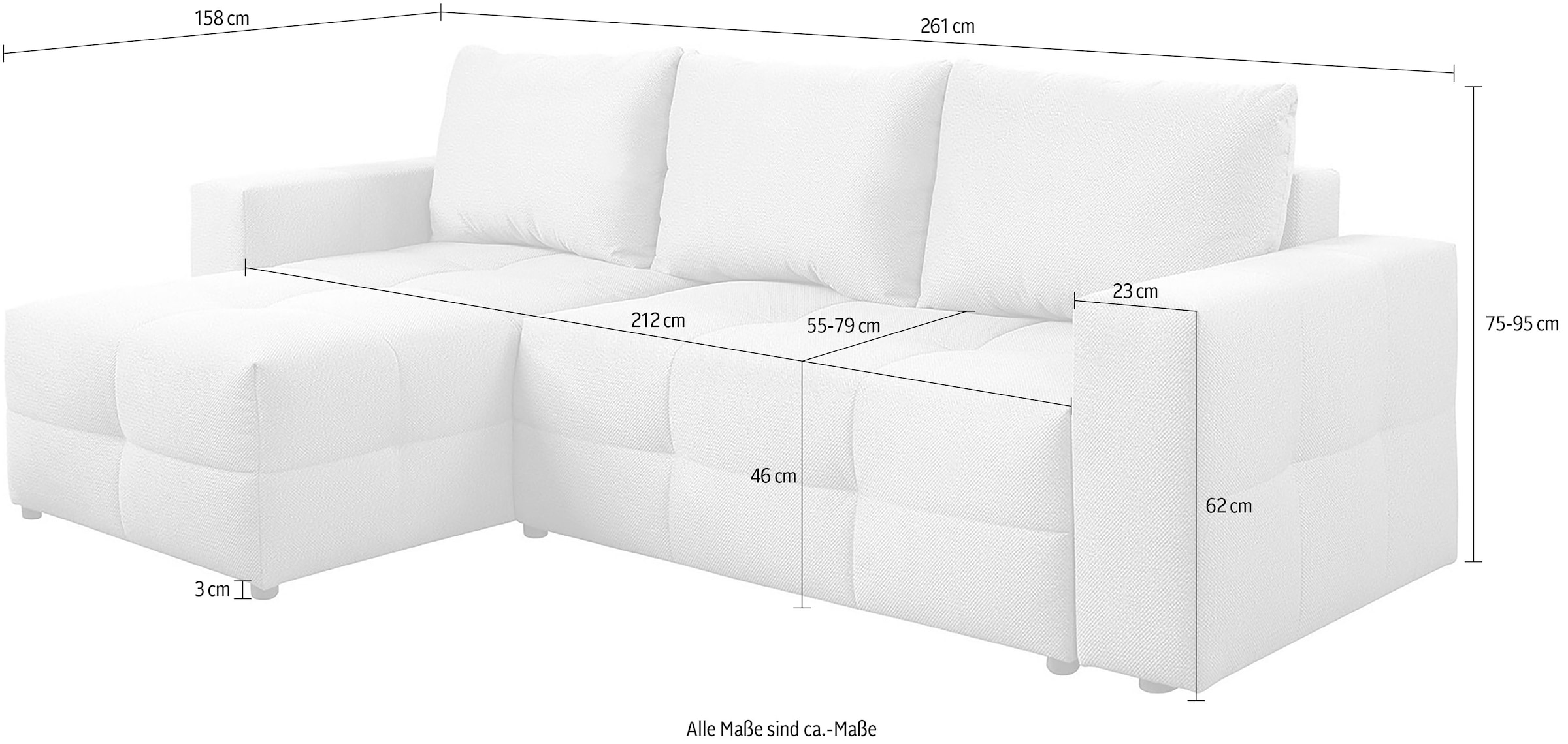 exxpo - sofa fashion Ecksofa Praktische Funktionsecke mit Federkern, Bettfunktion und Stauraum