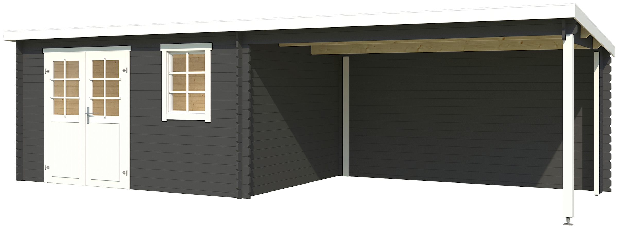 LASITA MAJA Gartenhaus »Reno, Carbongrau«, (Set), mit Anbau