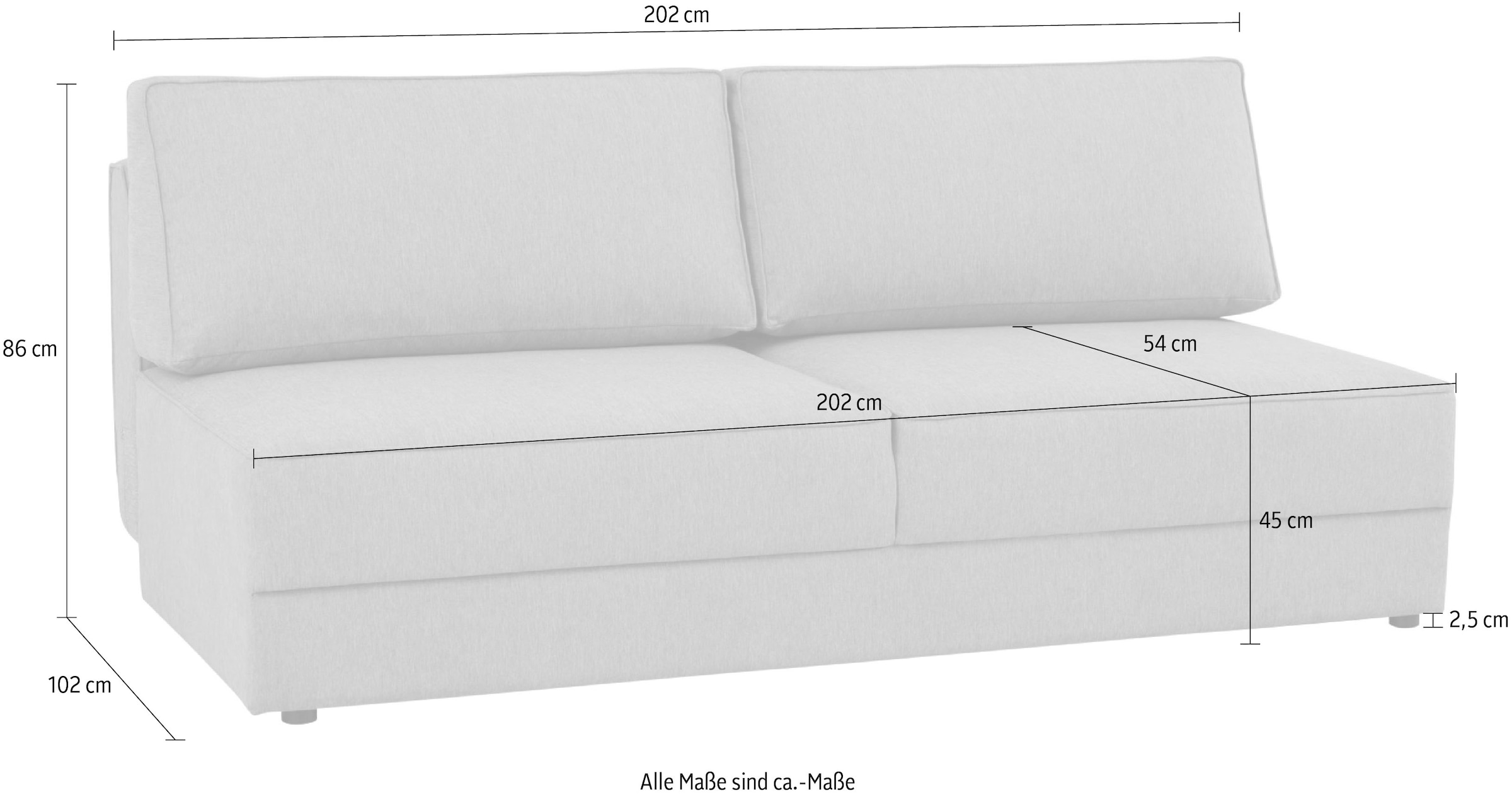 INOSIGN Schlafsofa »Simonton 3-Sitzer, Breite 202 cm«, Liegefläche 202x146 cm, inkl. Bettkasten, weicher Struktur-Stoff