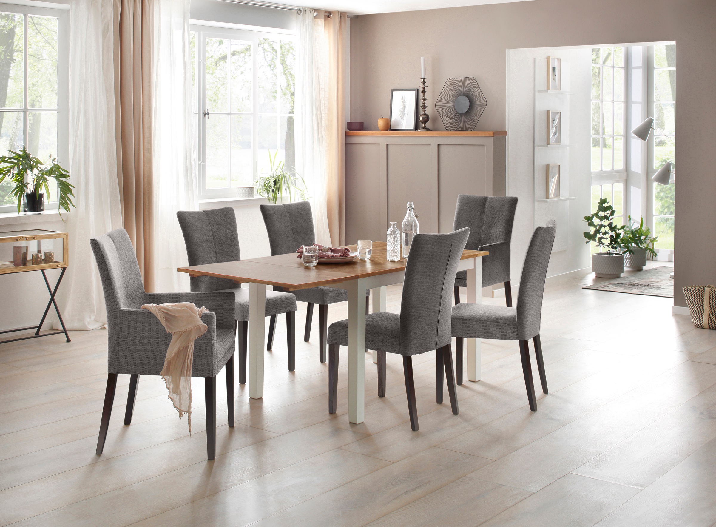 Home affaire 4-Fußstuhl »Aspen«, (Set), 2 St., Softstruktur, Beine aus massiver Buche, wengefarben lackiert