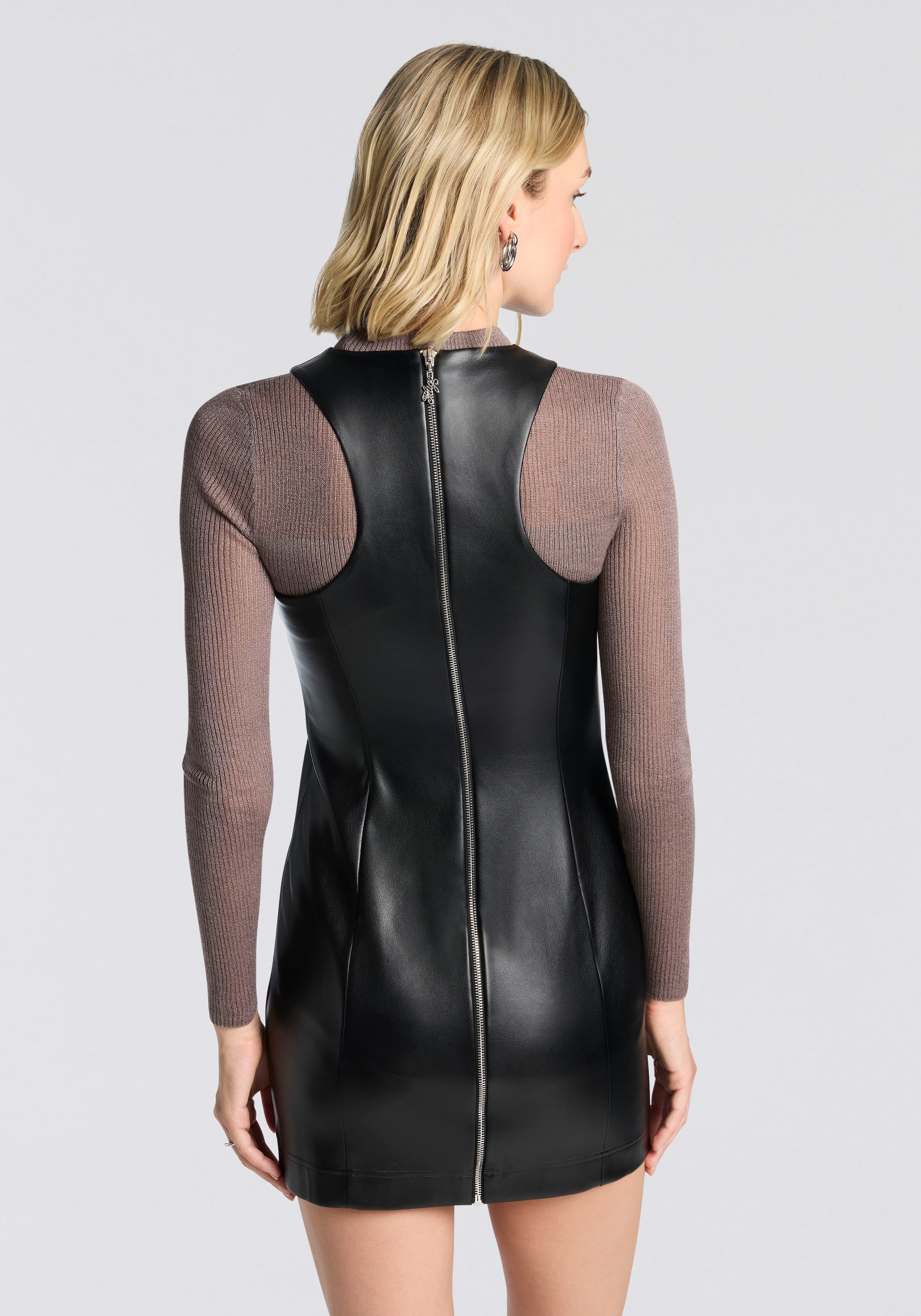 HUGO Blue Minikleid »Koeklus«, tailliert, Lederoptik