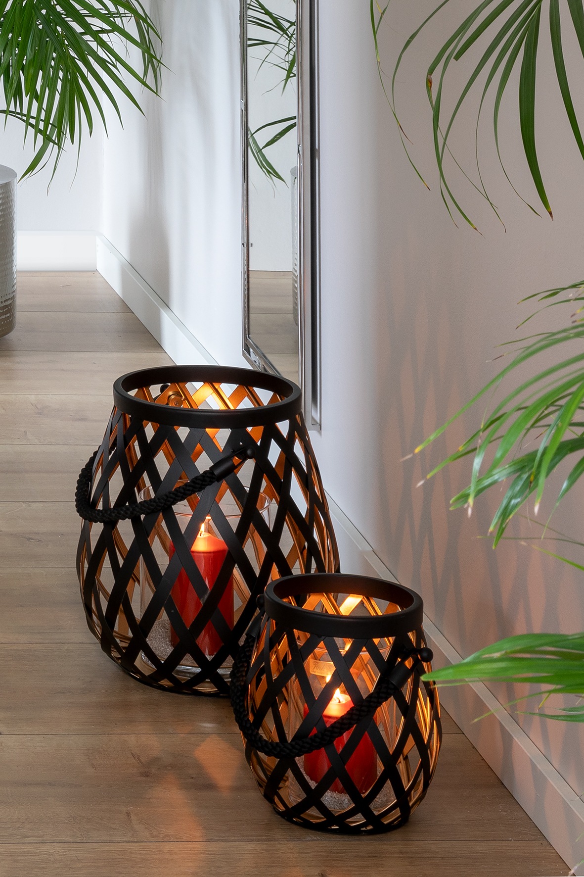 Fink Kerzenlaterne »OTIS« Windlicht, schwarz pulverbeschichtet, innen goldf günstig online kaufen