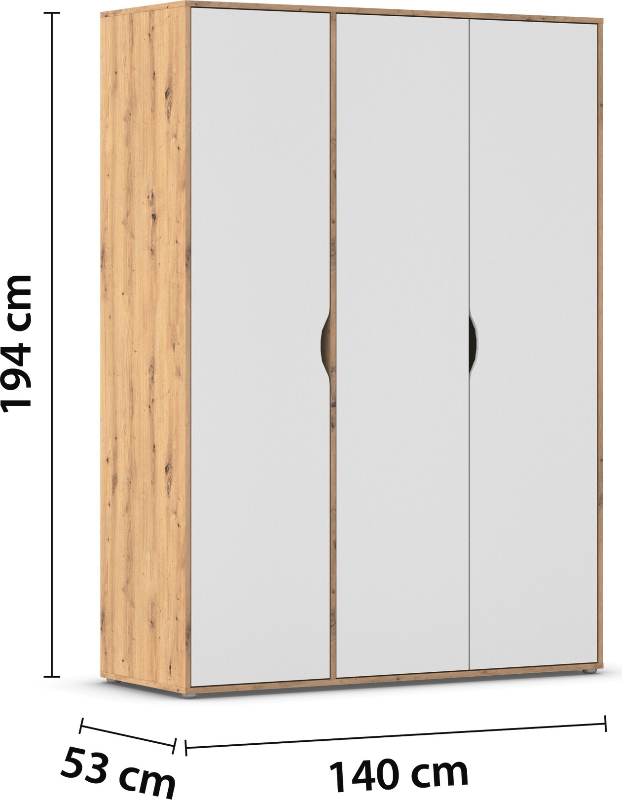 rauch Drehtürenschrank »Kleiderschrank Schrank Garderobe Wäscheschrank NARAI viel Stauraum«, (in 3 verschiedenen Ausstattungen BASIC/CLASSIC/PREMIUM), Griffausfräsungen für eine grifflose Optik TOPSELLER MADE IN GERMANY