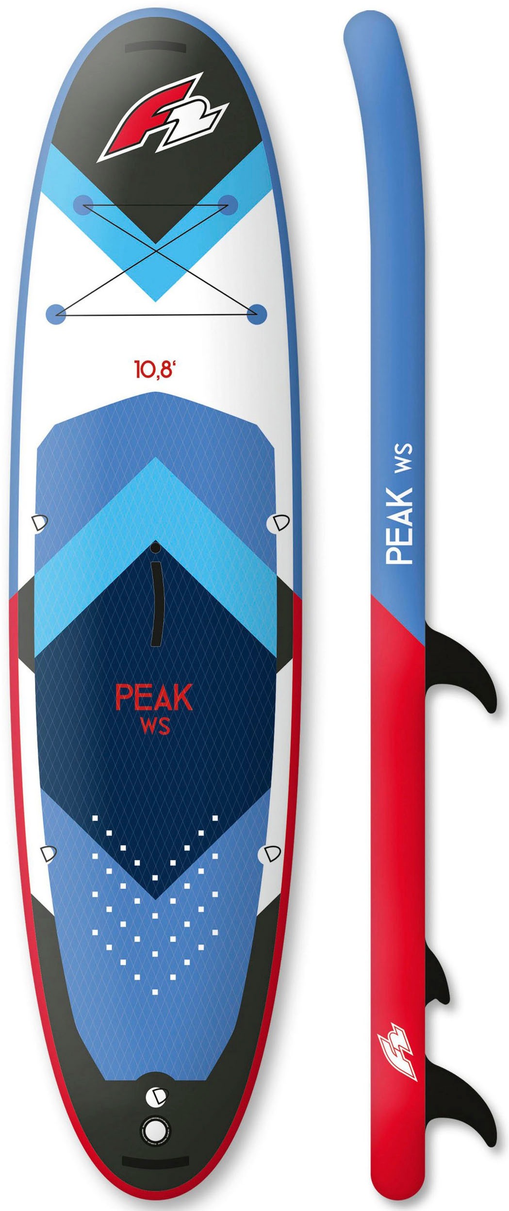 F2 Windsurfboard »Peak WS 10,8 Set mit Checker Rigg 4,5m²«, (Set, 16 tlg., mit Paddel, Pumpe, Transportrucksack und Segel)