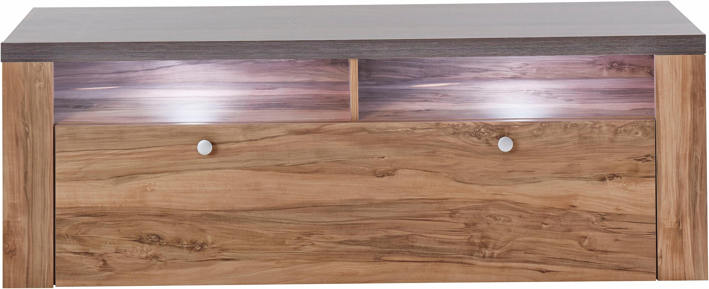 Home affaire Lowboard »Larona, zeitloses TV Board mit 1 Klappe und 2 offenen Fächern«, Breite 140 cm, Fernsehbank, viel Stauraum, dekorative Rahmenoptik