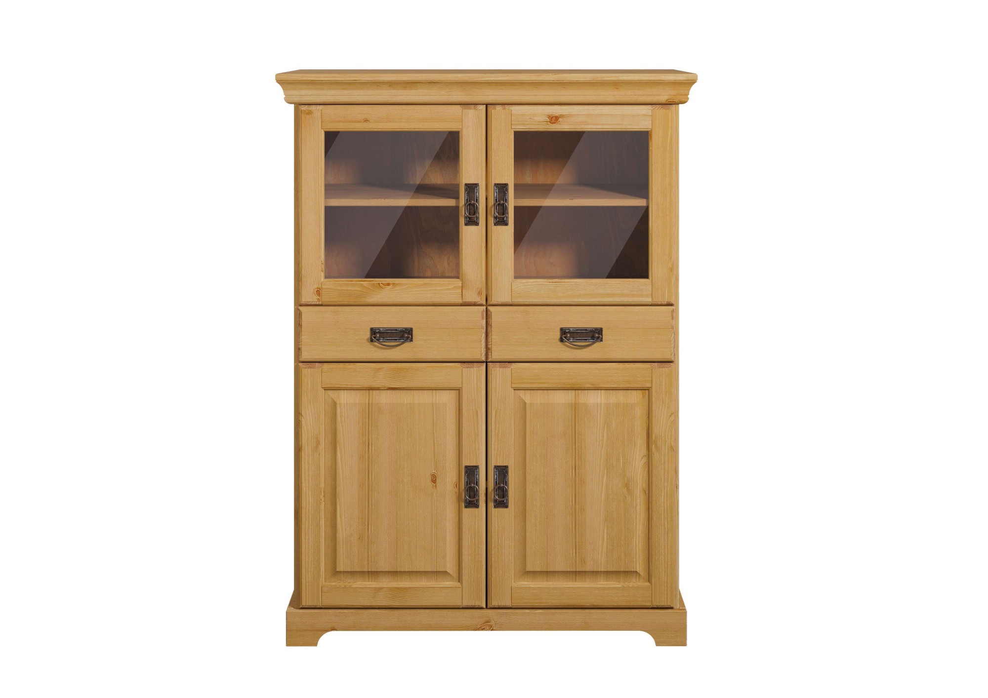 Home affaire Highboard »Rügen«, Vitrine im Landhausstil, zertifiziertes Massivholz, Höhe 131 cm