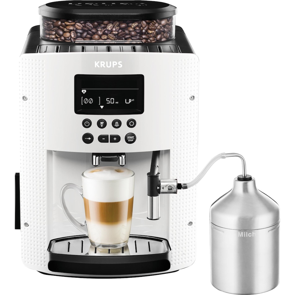 Krups Kaffeevollautomat »EA8161«, inkl. Edelstahl-Milchbehälter, 3 Temperaturstufen + 3 Mahlstärken