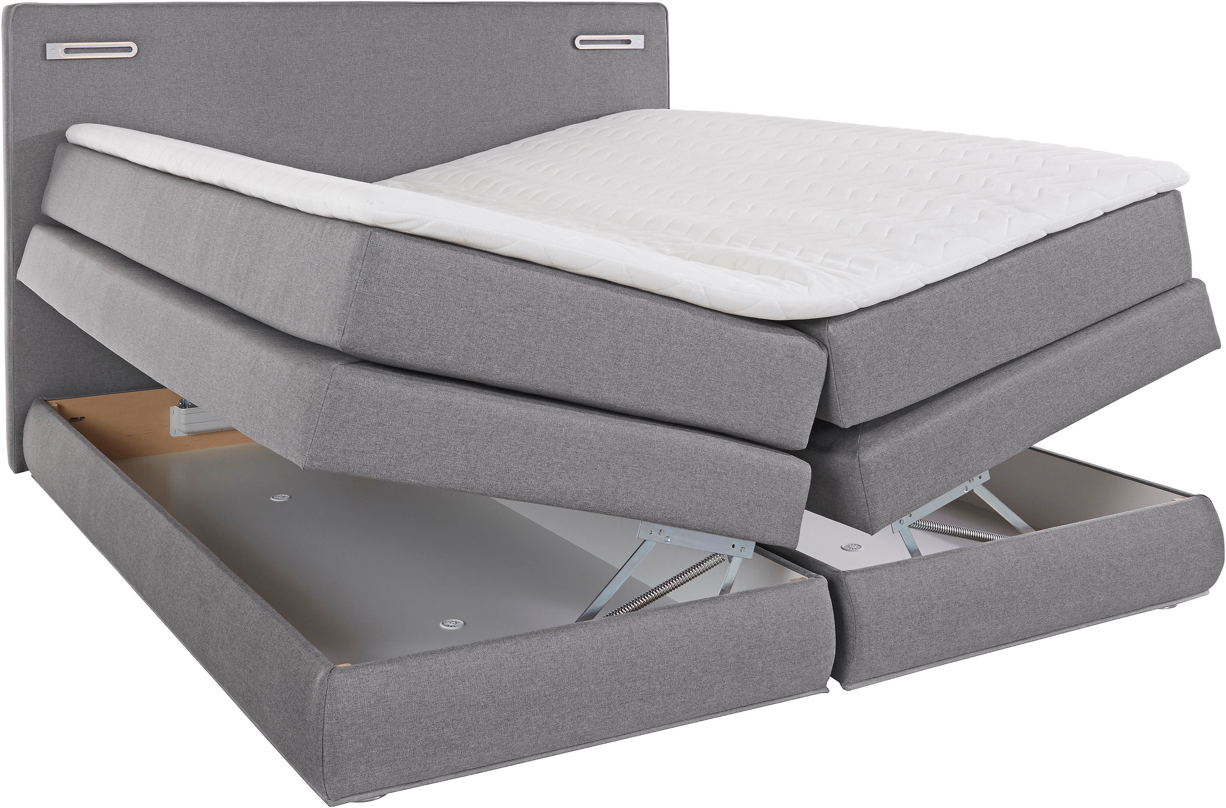 COLLECTION AB Boxspringbett »Ninoni«, inkl. Bettkasten, Topper und wahlweise mit LED-Beleuchtung, Liegefläche 180 x 200 cm
