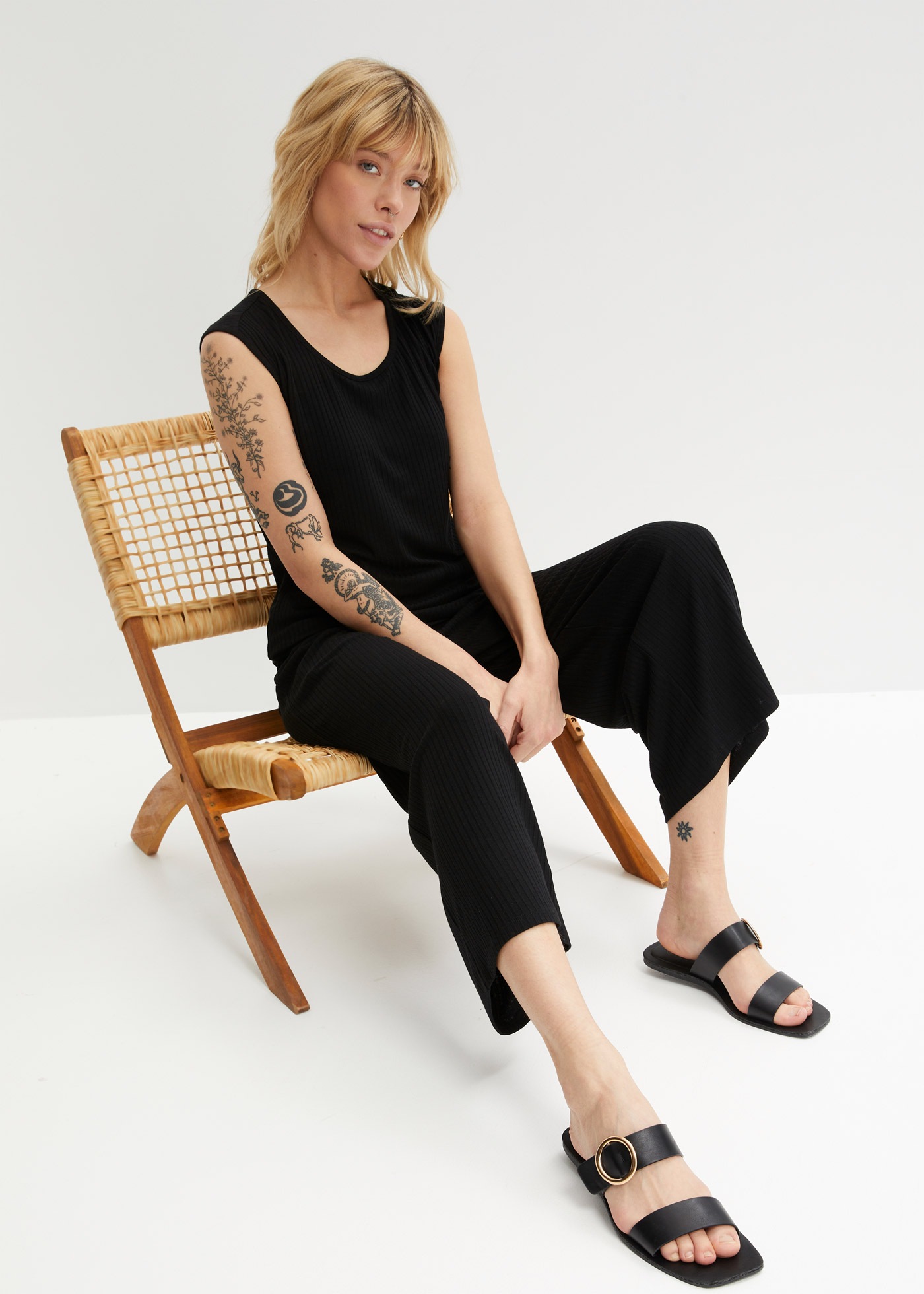 bonprix Jerseyhose »Jersey-Hose aus Rippe mit Bequembund«  aus Viskose, Polyester und Elasthan, lockere Passform, lässiger Stil