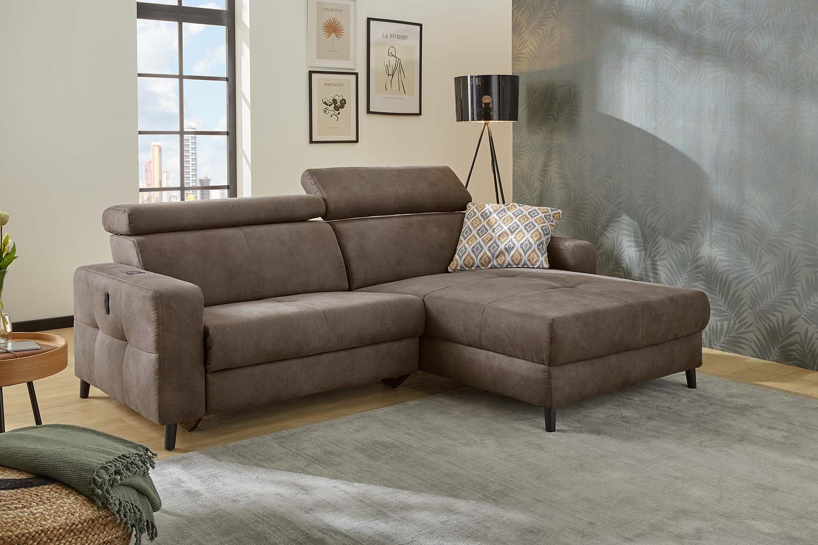 Jockenhöfer Gruppe Ecksofa »Doppio L-Form mit elektromotorischer Relaxfunktion und«, induktiver Lademöglichkeit + USB-A Ladeport, verstellbare Kopfstützen