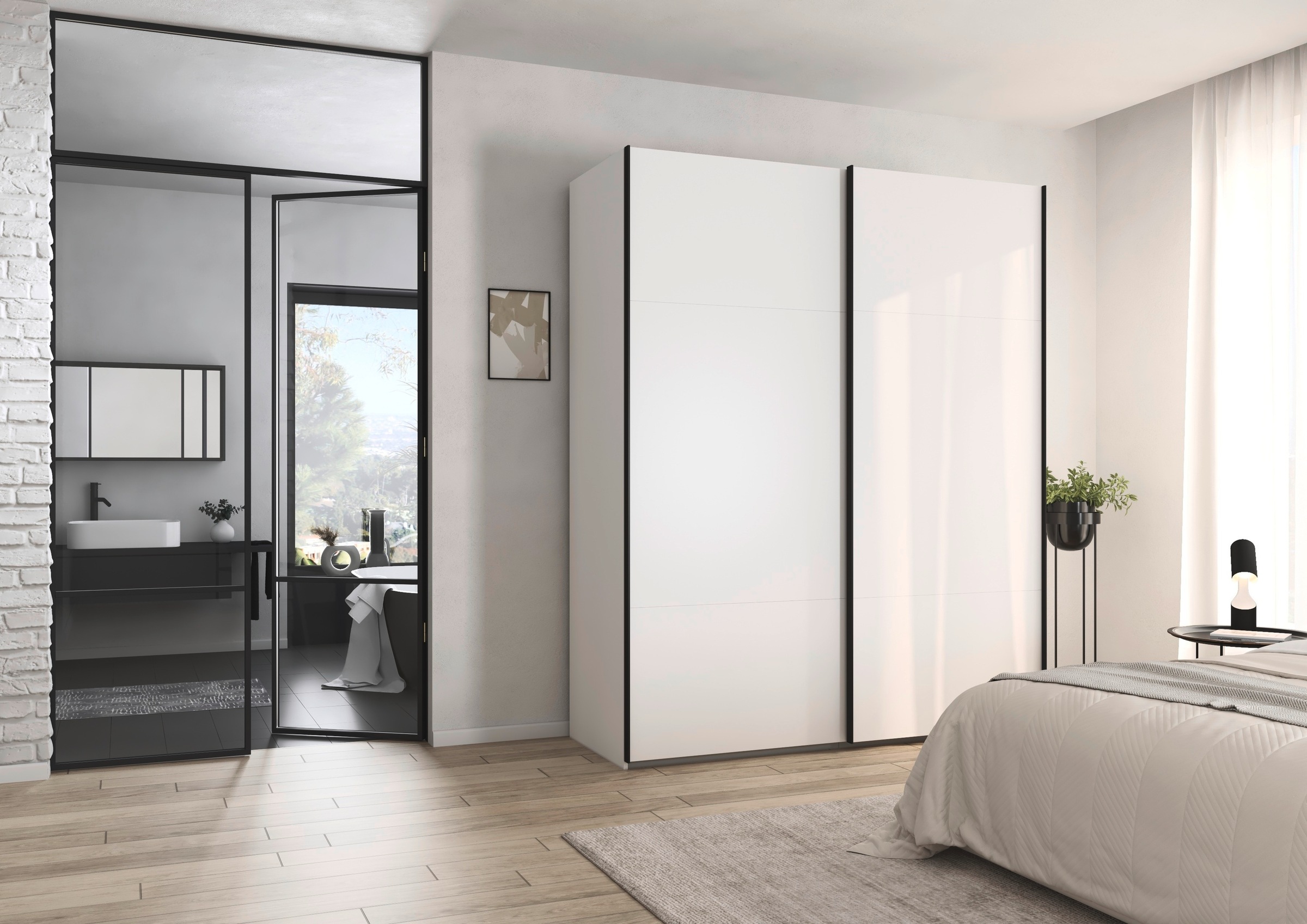 rauch Schwebetürenschrank »Kleiderschrank Schrank Garderobe Schlafzimmerschrank CONTIDO«, (in 3 verschiedenen Ausstattungen BASIC/CLASSIC/PREMIUM), aus hochwertigem Material in 6 Breiten 2 Griff-Farben MADE IN GERMANY