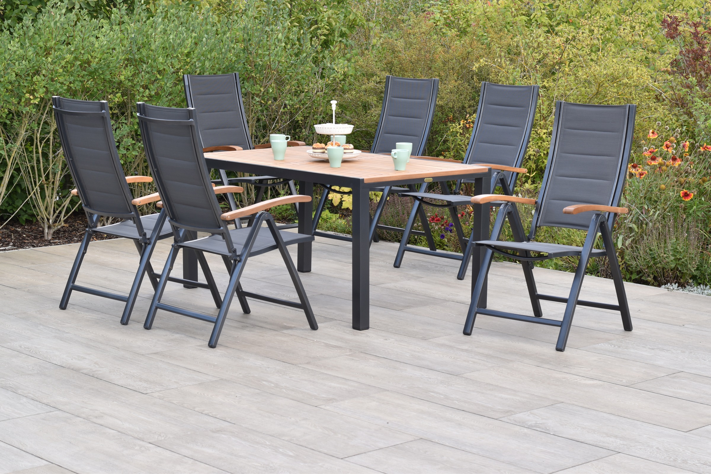 MERXX Garten-Essgruppe »»Paxos«« Set, 5-fach verstellbare Rückenlehne, gepo günstig online kaufen