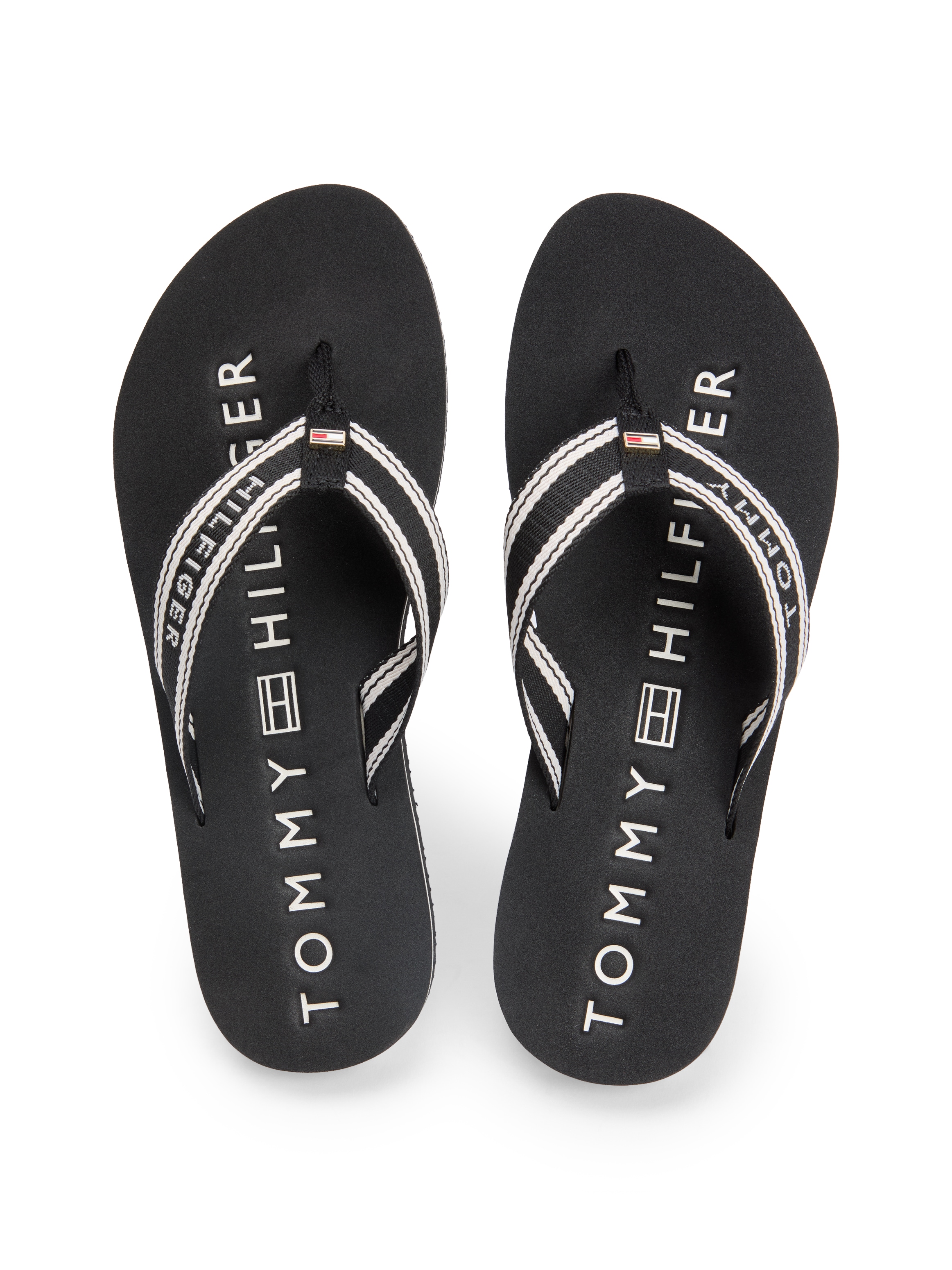 Tommy Hilfiger Zehentrenner »TH WEBBING SUMMER SANDAL«  Sommerschuh, Strandschuh, Dianette mit Streifen und Logoschriftzug