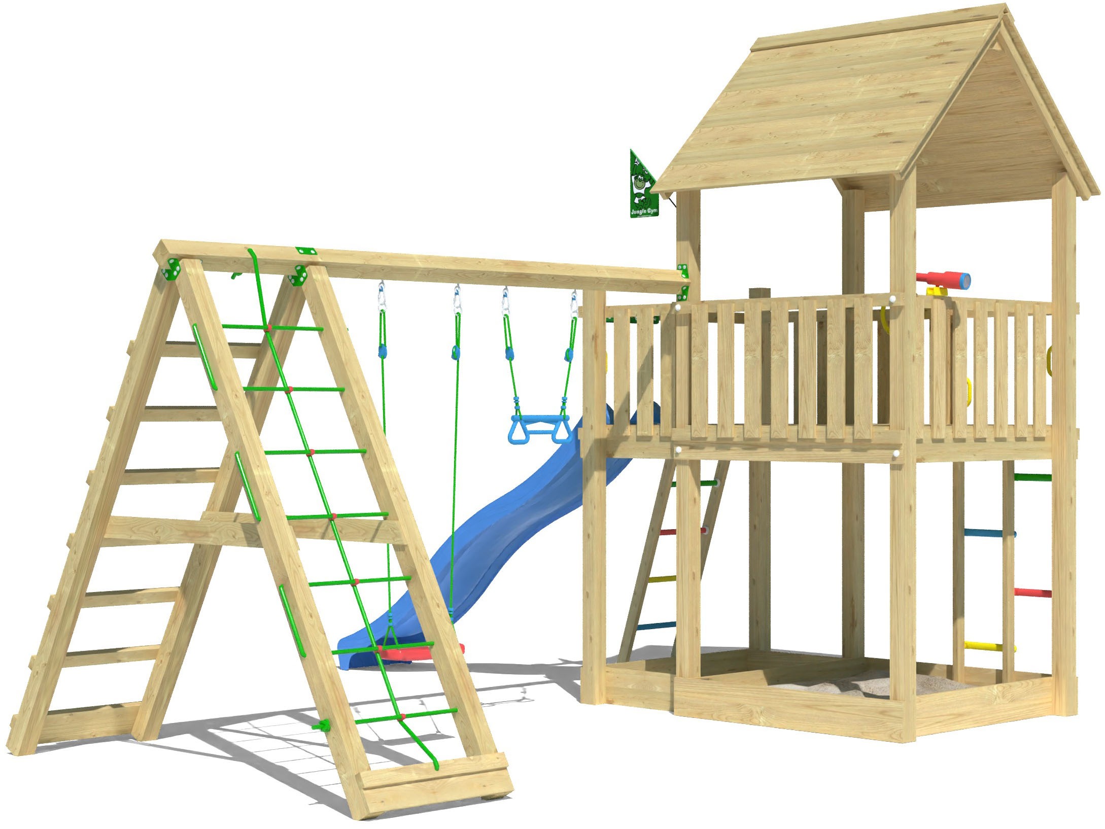 Jungle Gym Spielturm »Majesty«, (Set), Spielanlage mit Schaukel, Kletterbock und Rutsche mit Wasseranschluss